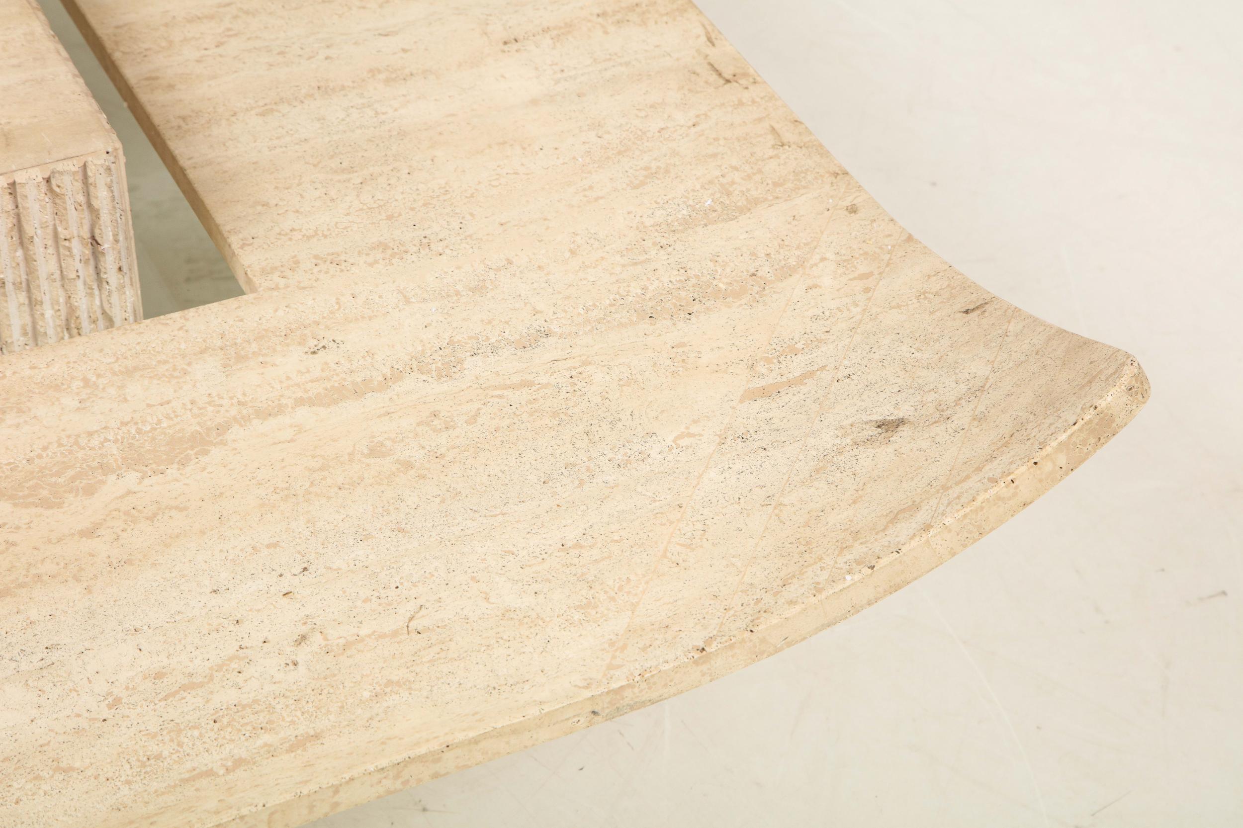 Mid-20th Century 1960's Italian Travertine Cocktail Table