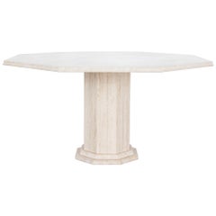 1960s Italian Travertine Octagonal Dining Table