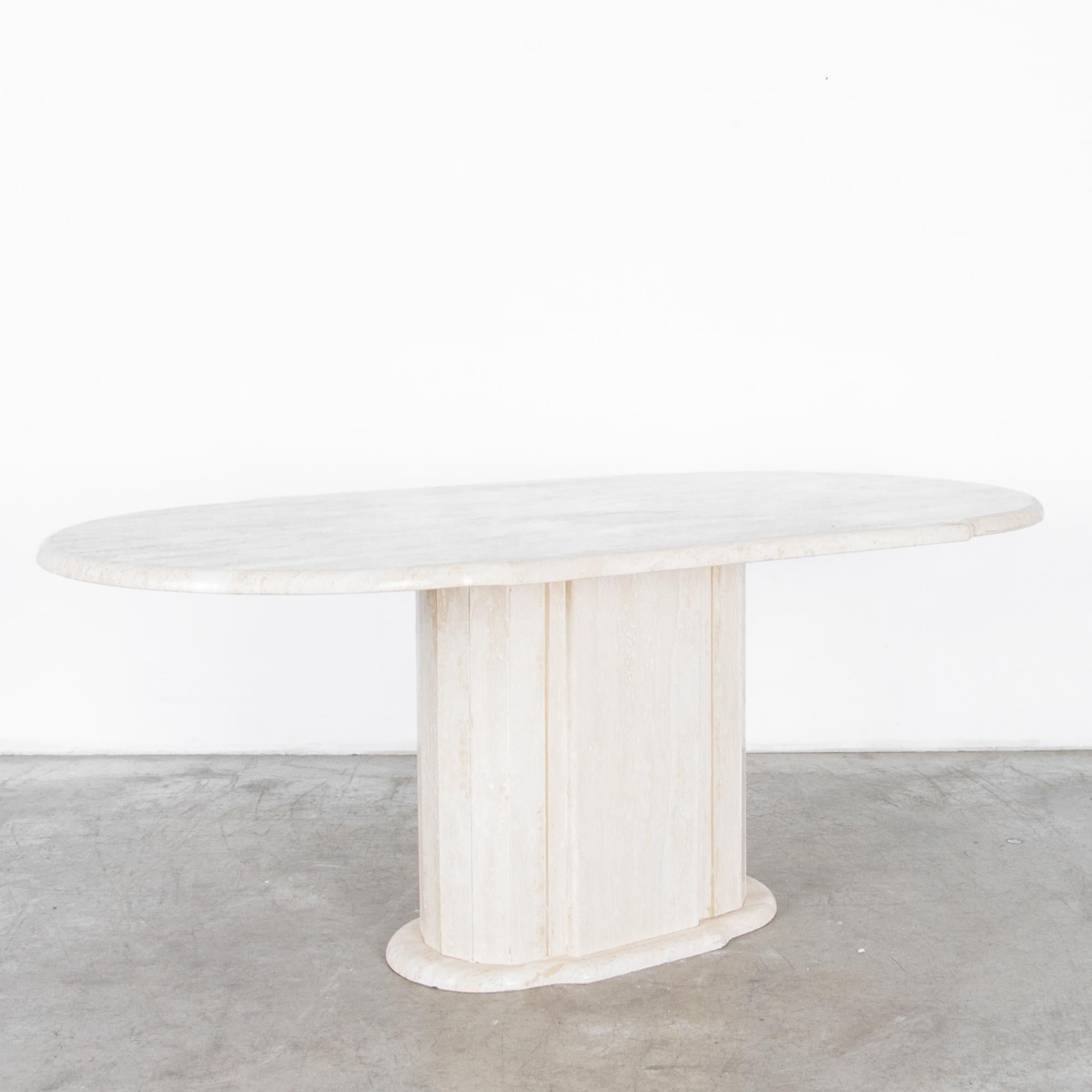 Mid-Century Modern 1960s Italian Travertine Pedestal Dining Table