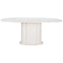 1960s Italian Travertine Pedestal Dining Table
