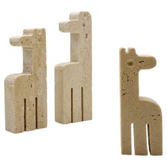 1960s Italian Travertine Zoomorphic Animal Sculptures Set of Three 1960s Italian Travertine Zoomorphic Animal Sculptures Set of Three