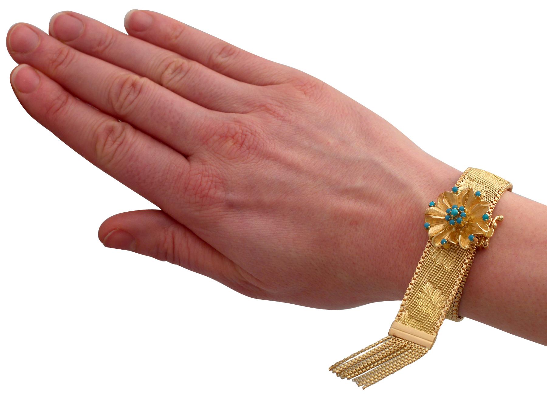 1960s Vintage Italian Turquoise and Gold Bracelet 8