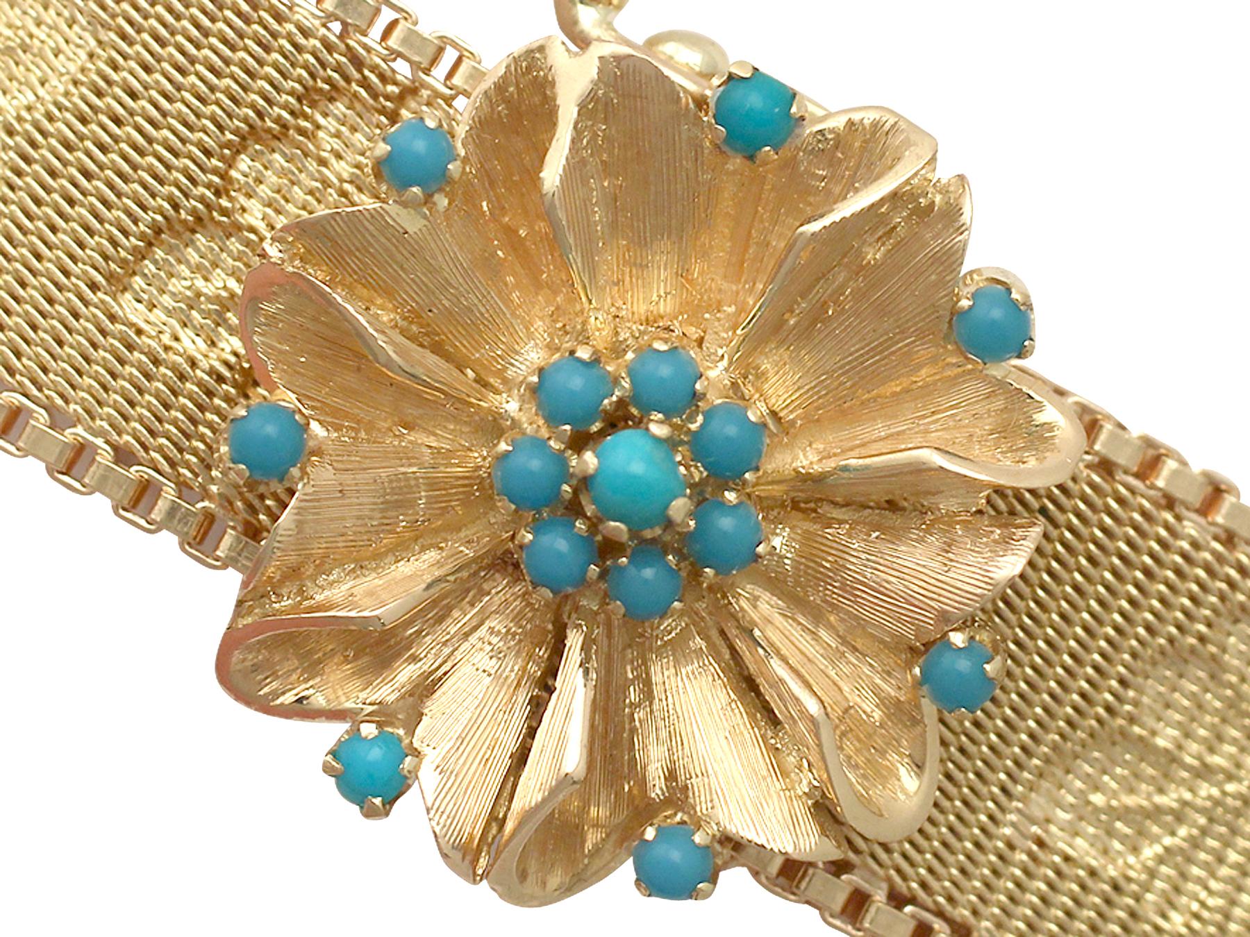 1960s Vintage Italian Turquoise and Gold Bracelet In Excellent Condition In Jesmond, Newcastle Upon Tyne