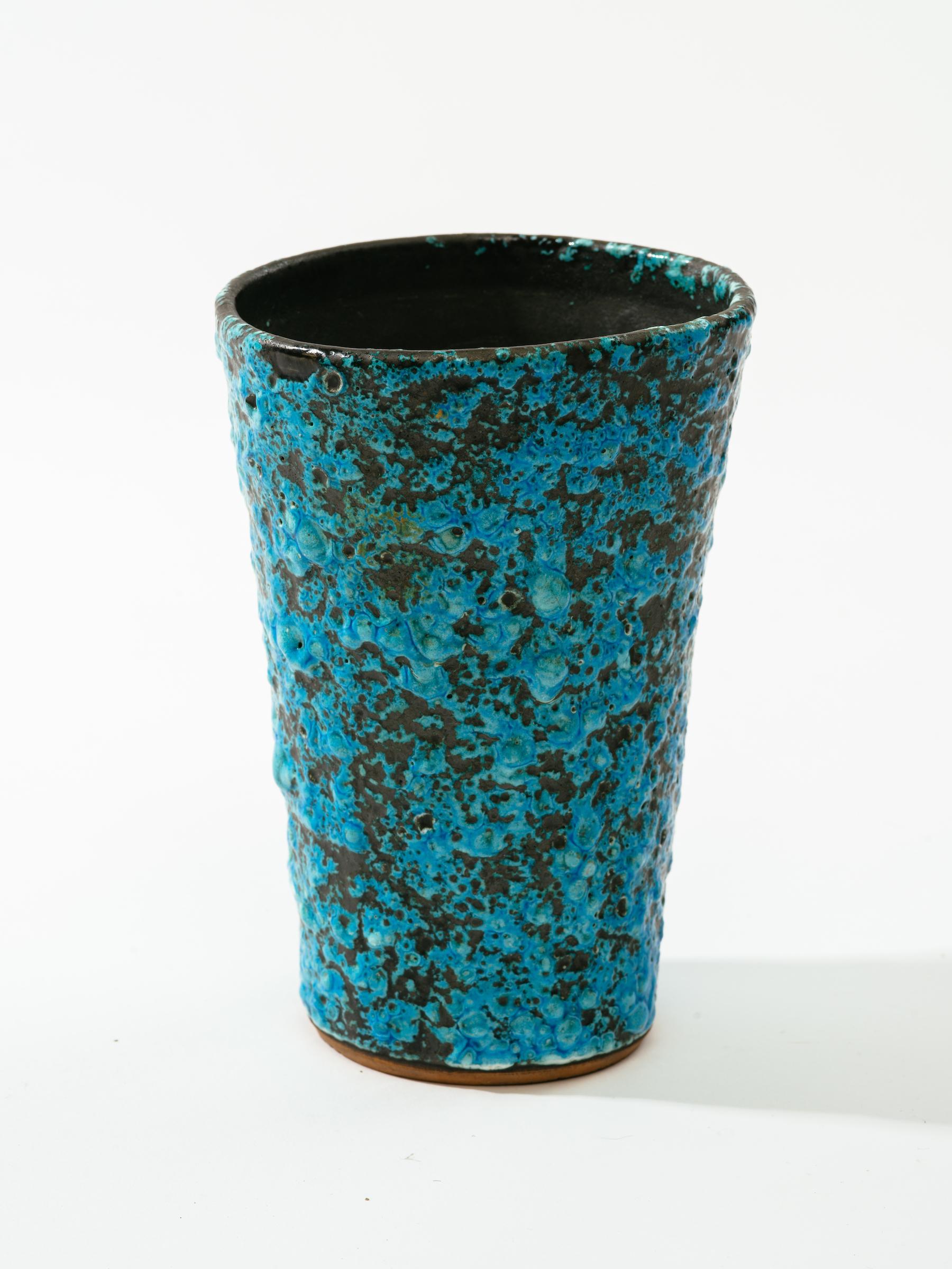 1960s Italian Turquoise Volcanic Glaze Vase (Moderne der Mitte des Jahrhunderts)
