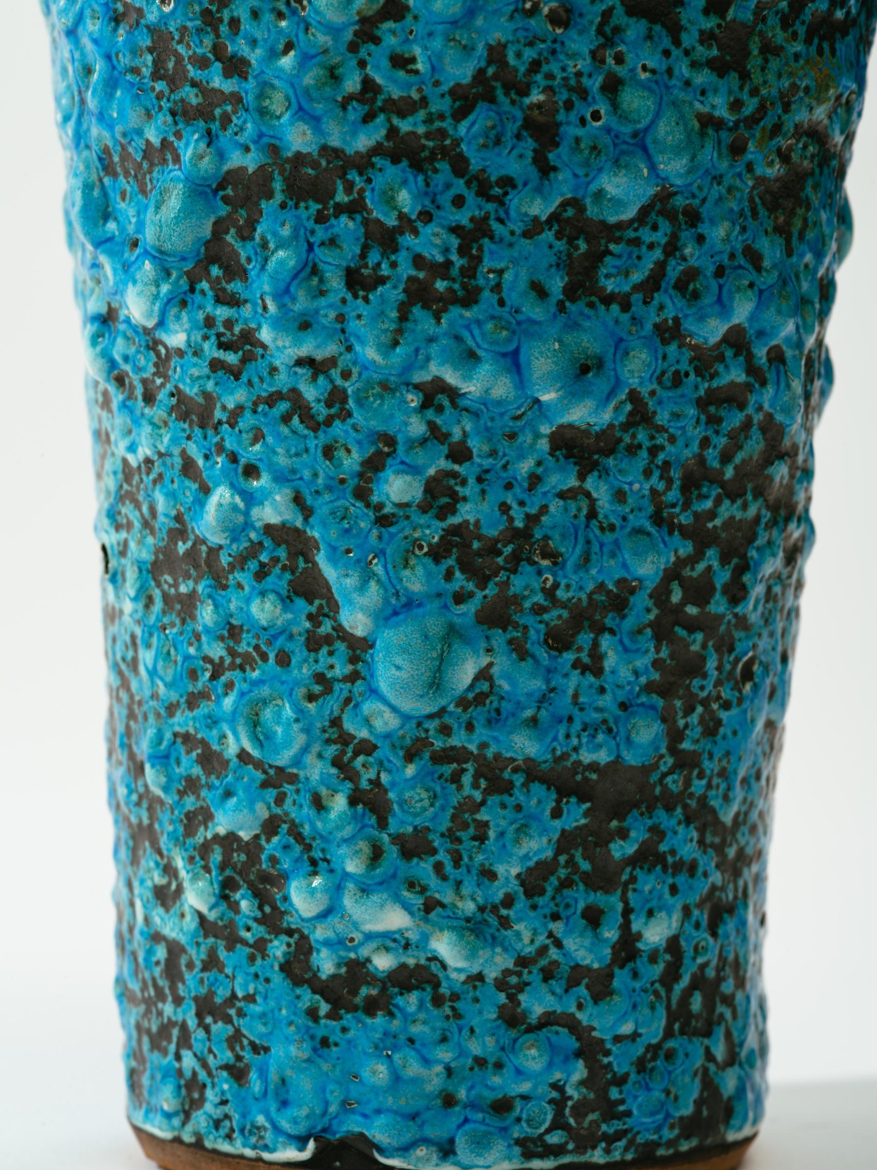 Glazed 1960s Italian Turquoise Volcanic Glaze Vase