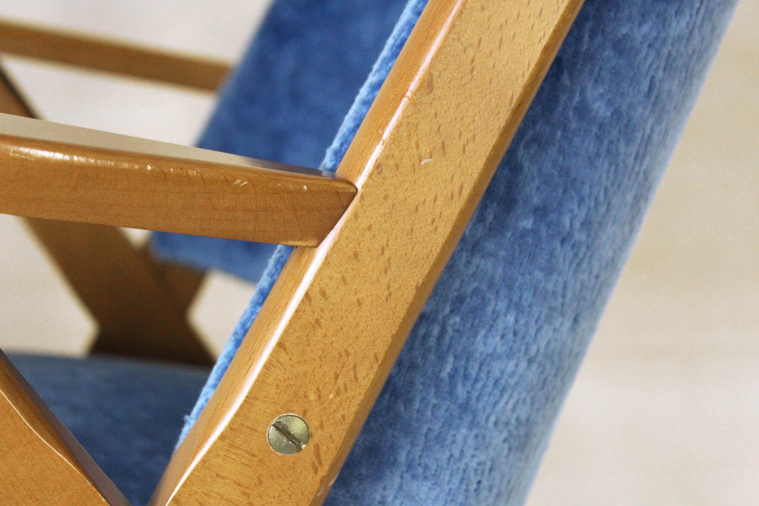 Vintage Velvet Blue Armchair, Dal Vera, Italy 1960s 5