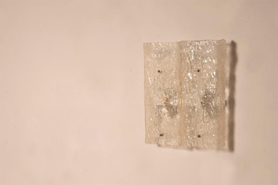 Mid-20th Century 1960s Italian Venini Art Transparent Glass Squared Wall Sconces