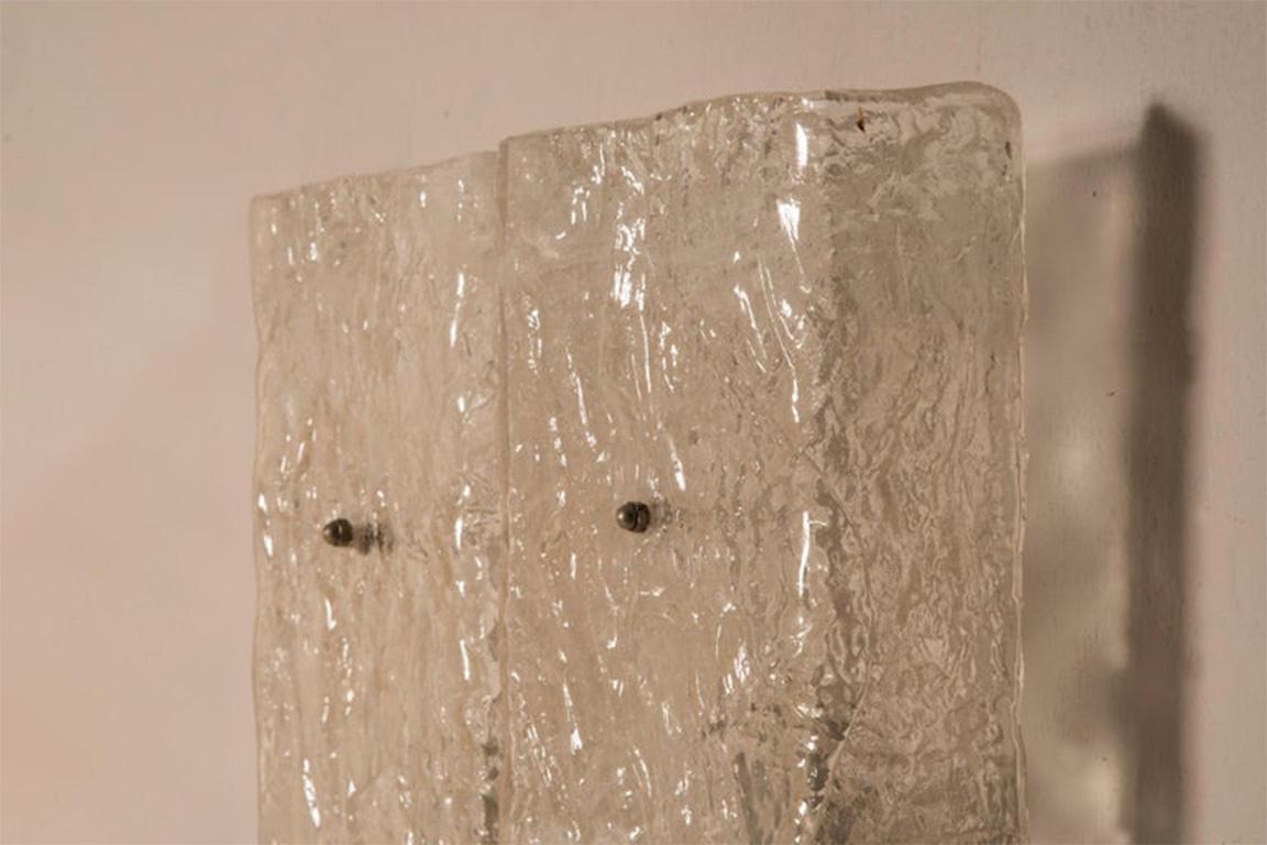 1960s Italian Venini Art Transparent Glass Squared Wall Sconces 4