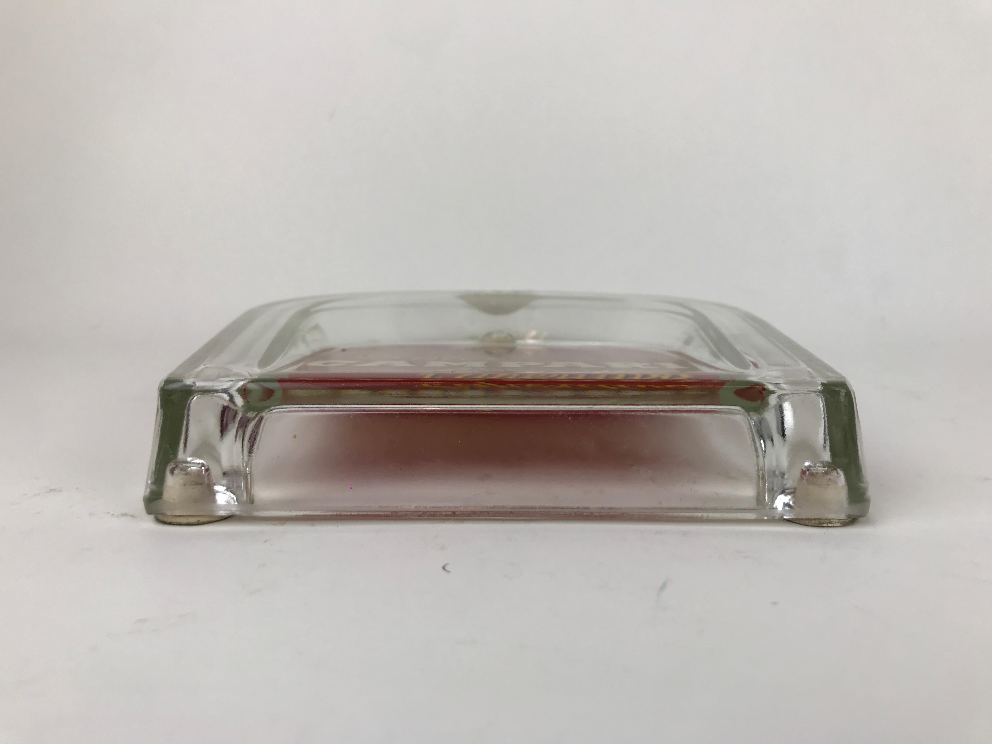 1960s Italian Vintage Adv Glass Bitter Campari Horseshoe Shaped Money Tray In Good Condition For Sale In Milan, IT