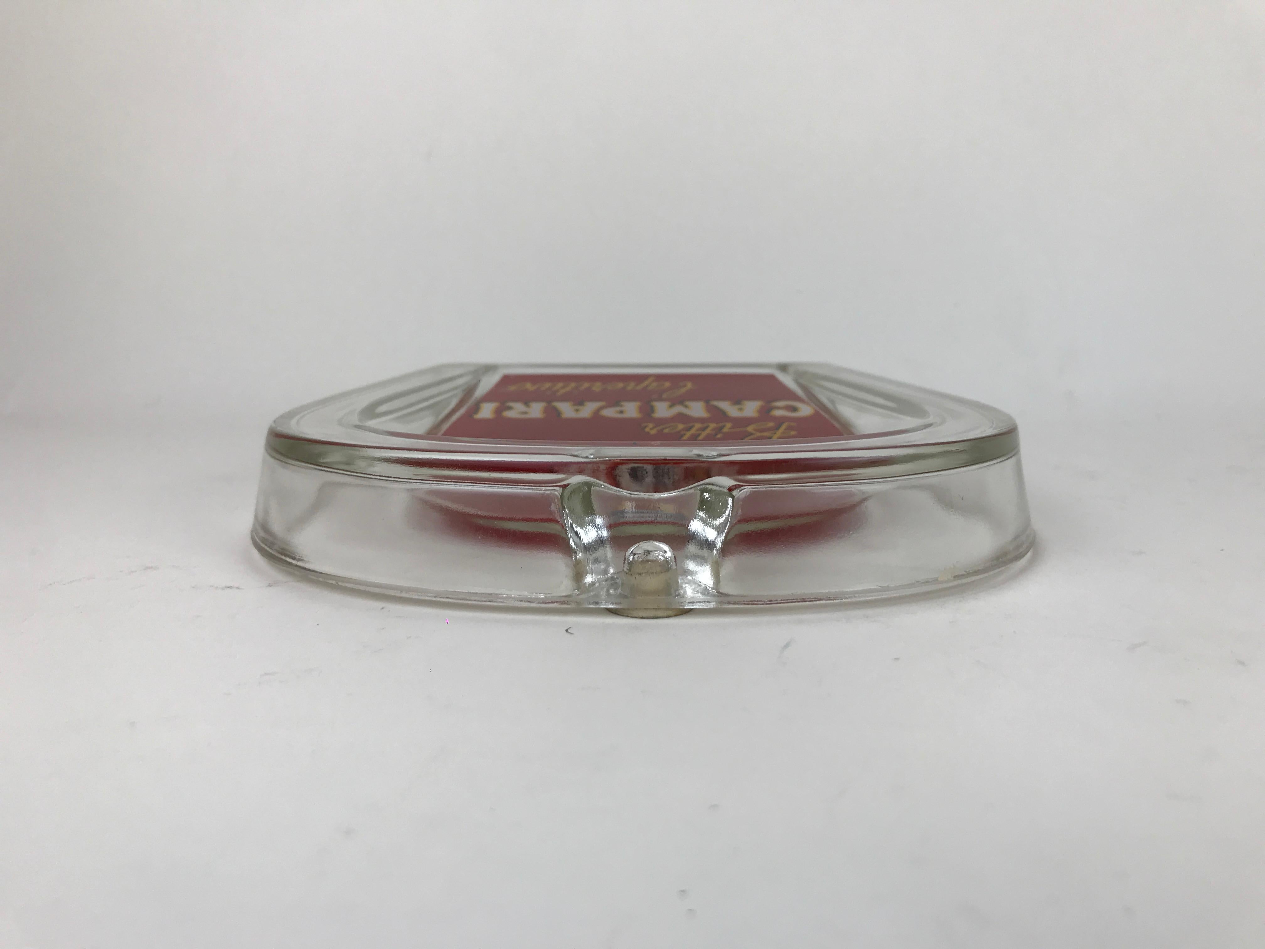 1960s Italian Vintage Adv Glass Bitter Campari Horseshoe Shaped Money Tray For Sale 2
