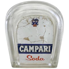 1960s Italian Vintage Advertising Glass Campari Soda Horseshoe Shaped Money Tray