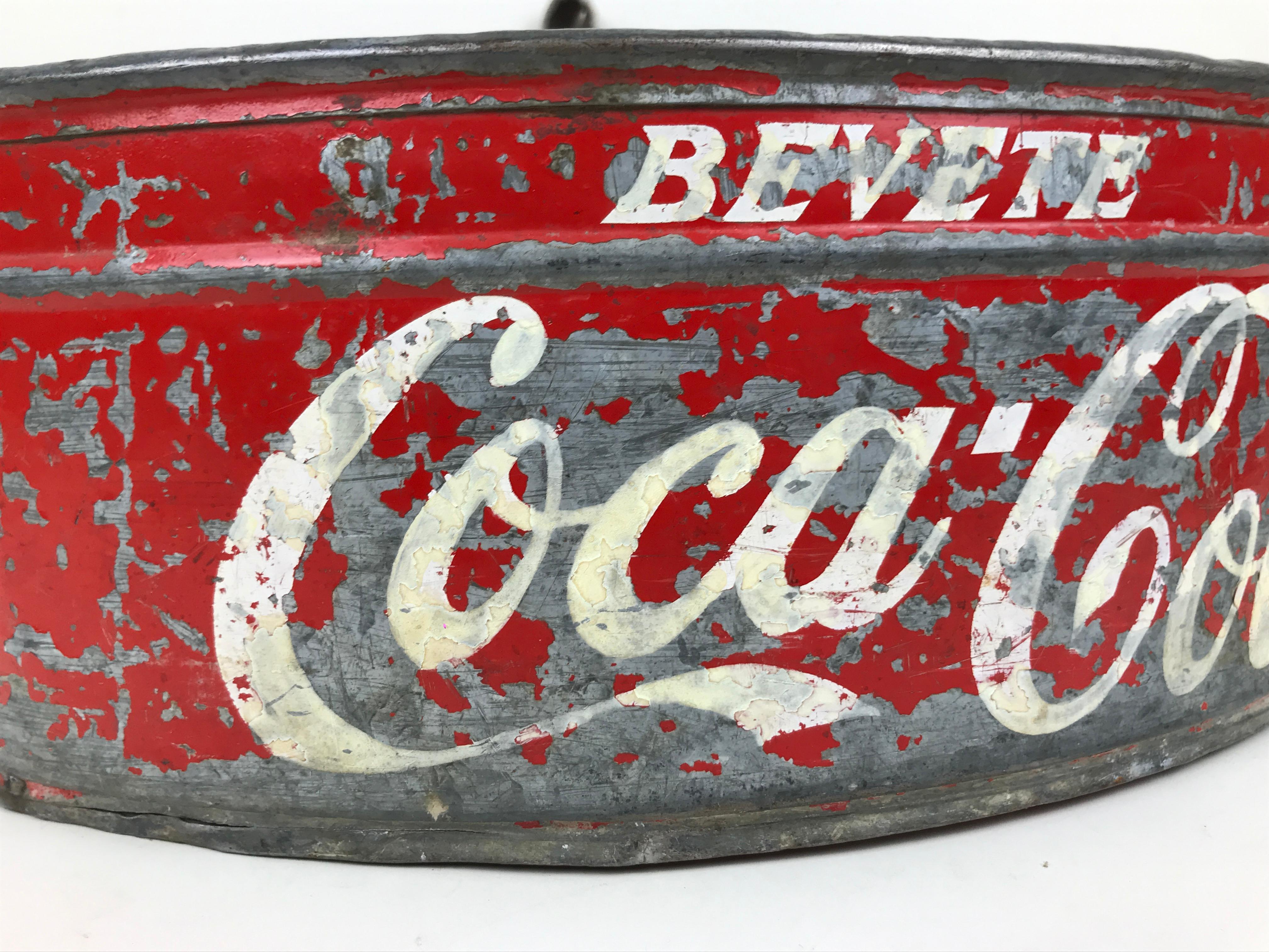 Mid-Century Modern 1960s Italian Vintage Advertising Metal Drink Coca-Cola Stadium Cooler For Sale
