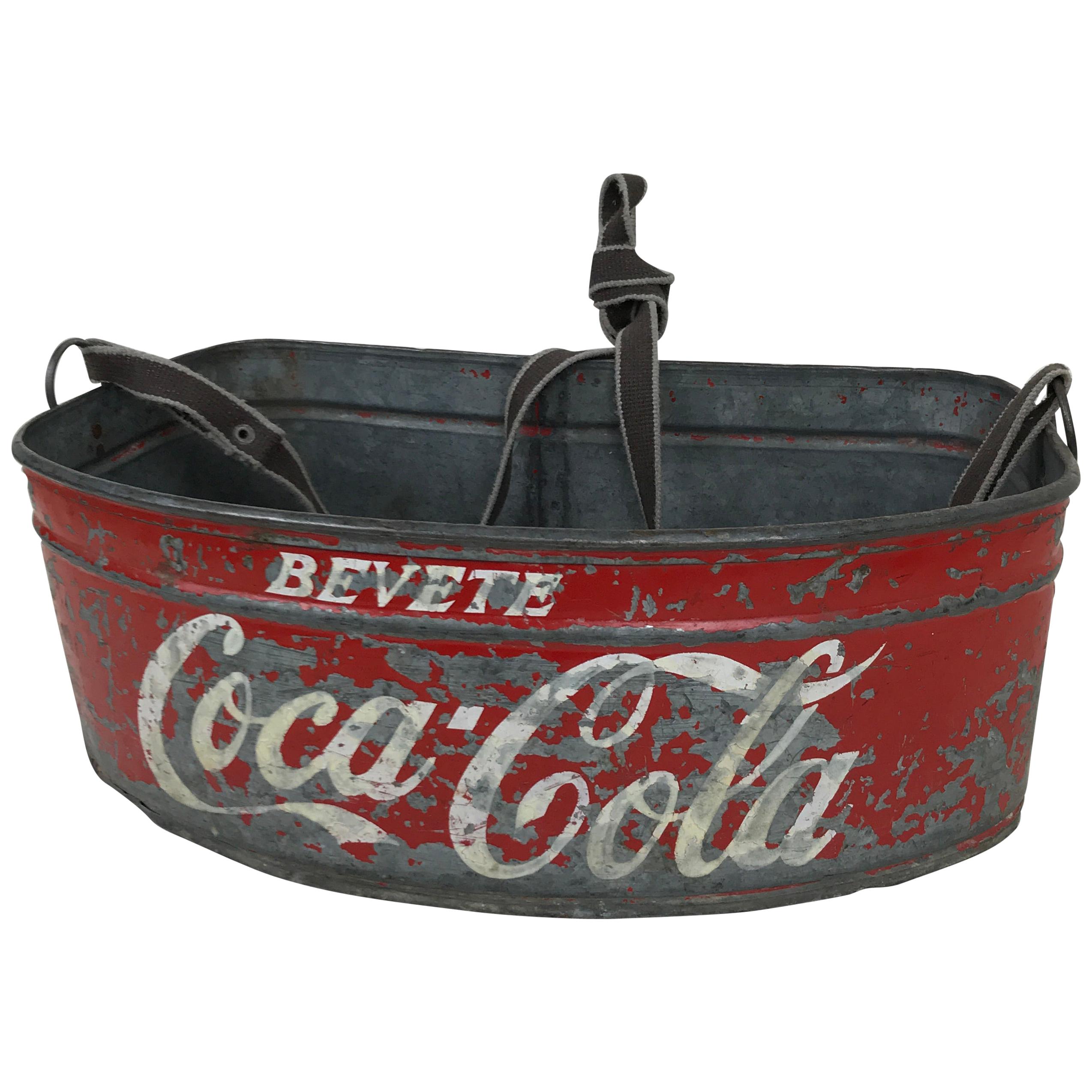 1960s Italian Vintage Advertising Metal Drink Coca-Cola Stadium Cooler For Sale