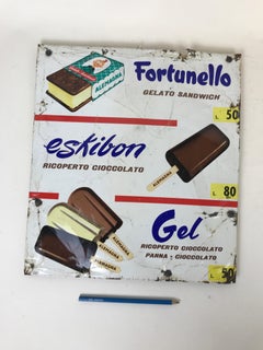 1960s Italian Vintage Advertising Metal Screen Printed Alemagna Ice Creams Sign