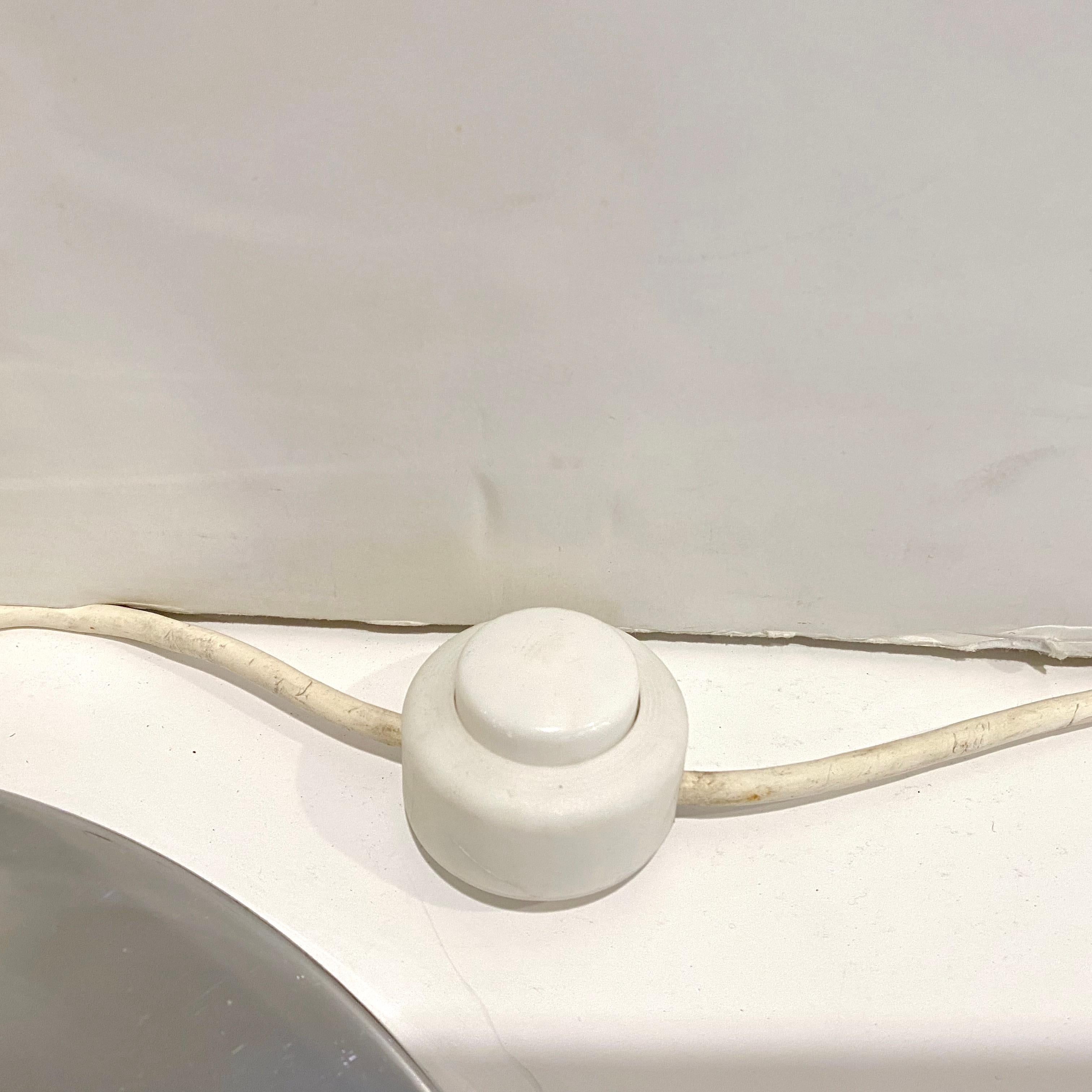 Años 60, Italia Art Decó Vintage Mazzega Murano Blanco Cristal Níquel Lámpara de pie 5