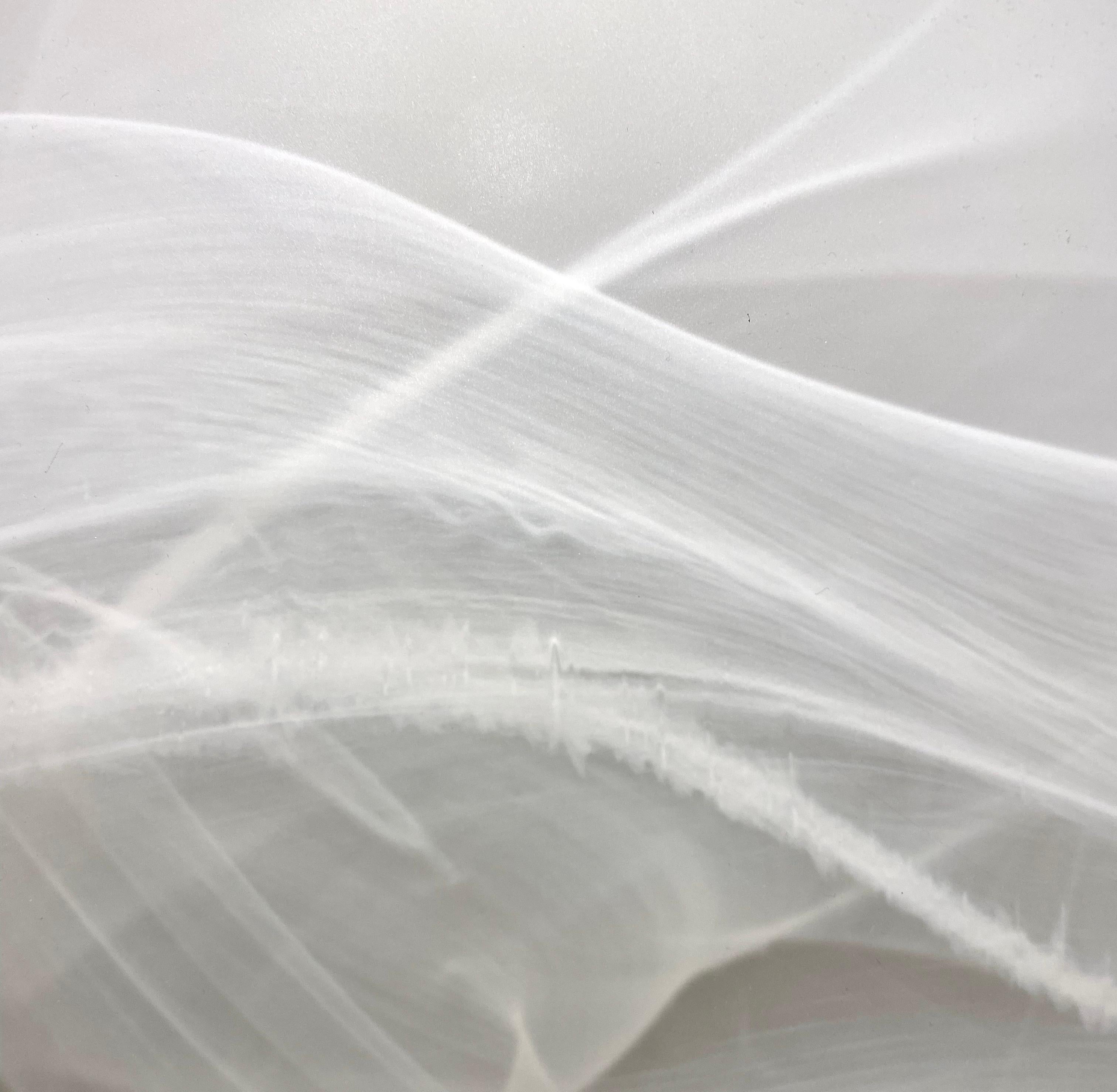 Años 60, Italia Art Decó Vintage Mazzega Murano Blanco Cristal Níquel Lámpara de pie Escarchado