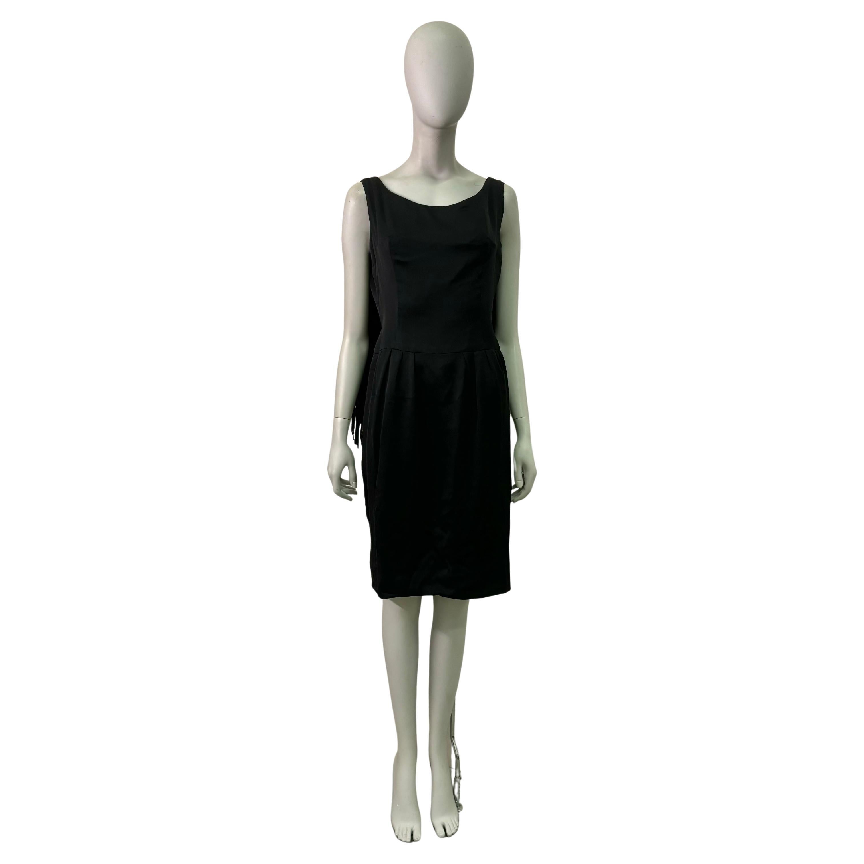 1960's Italian vintage little back fringe dress For Sale