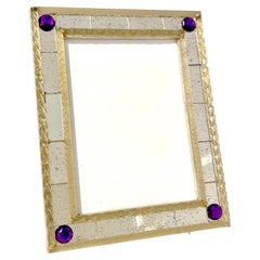 1960er Jahre Italienisch Vintage Spiegel & Gold Twisted Murano-Glas Versilbert Fotorahmen