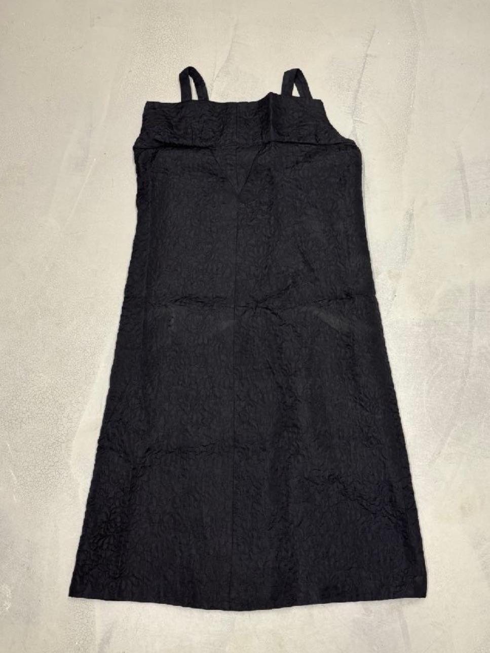 Black 1960s Italian Vintage textured black silk A-line dress For Sale