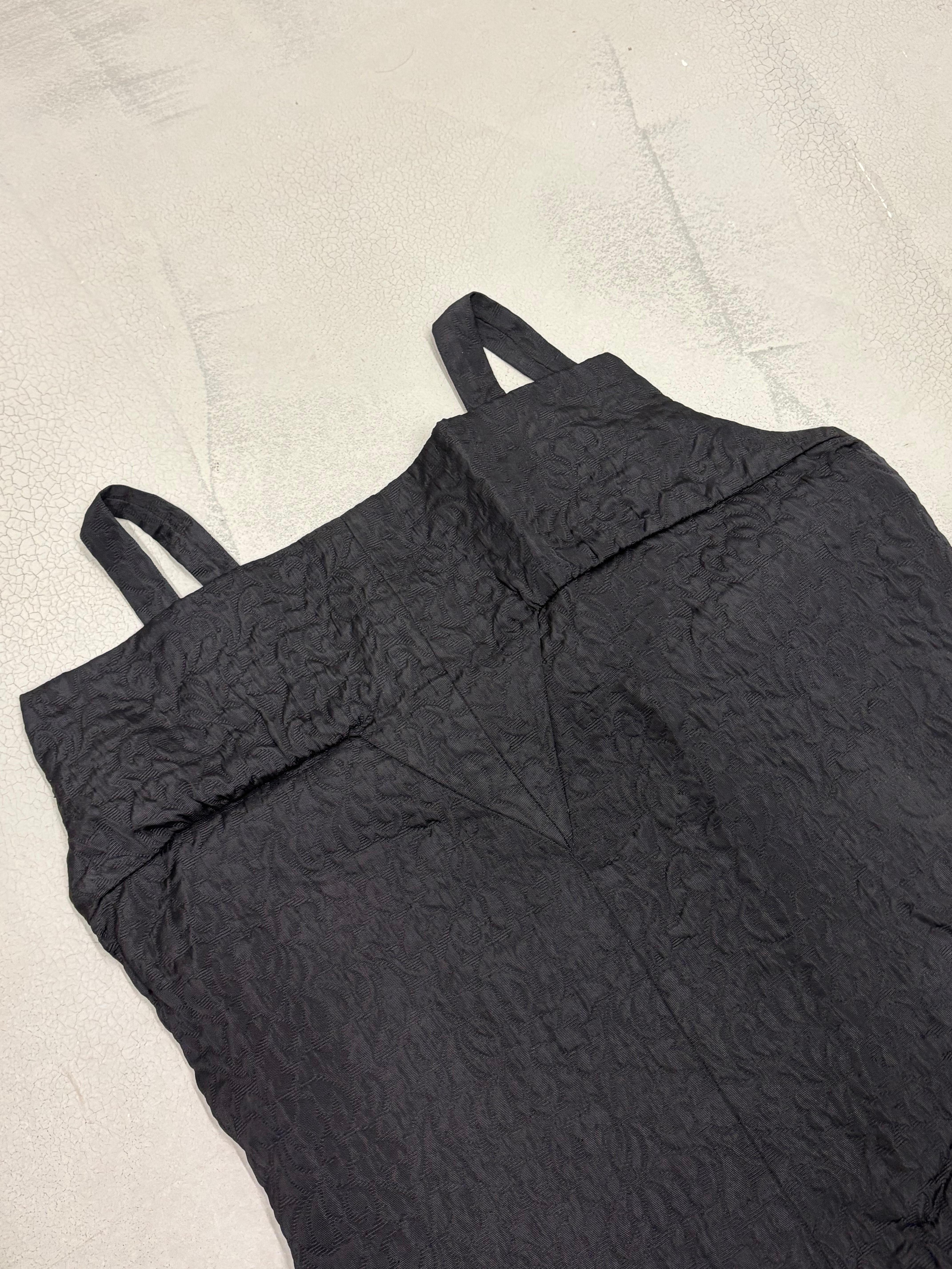 1960s Italian Vintage textured black silk A-line dress In Excellent Condition For Sale In Rome, IT