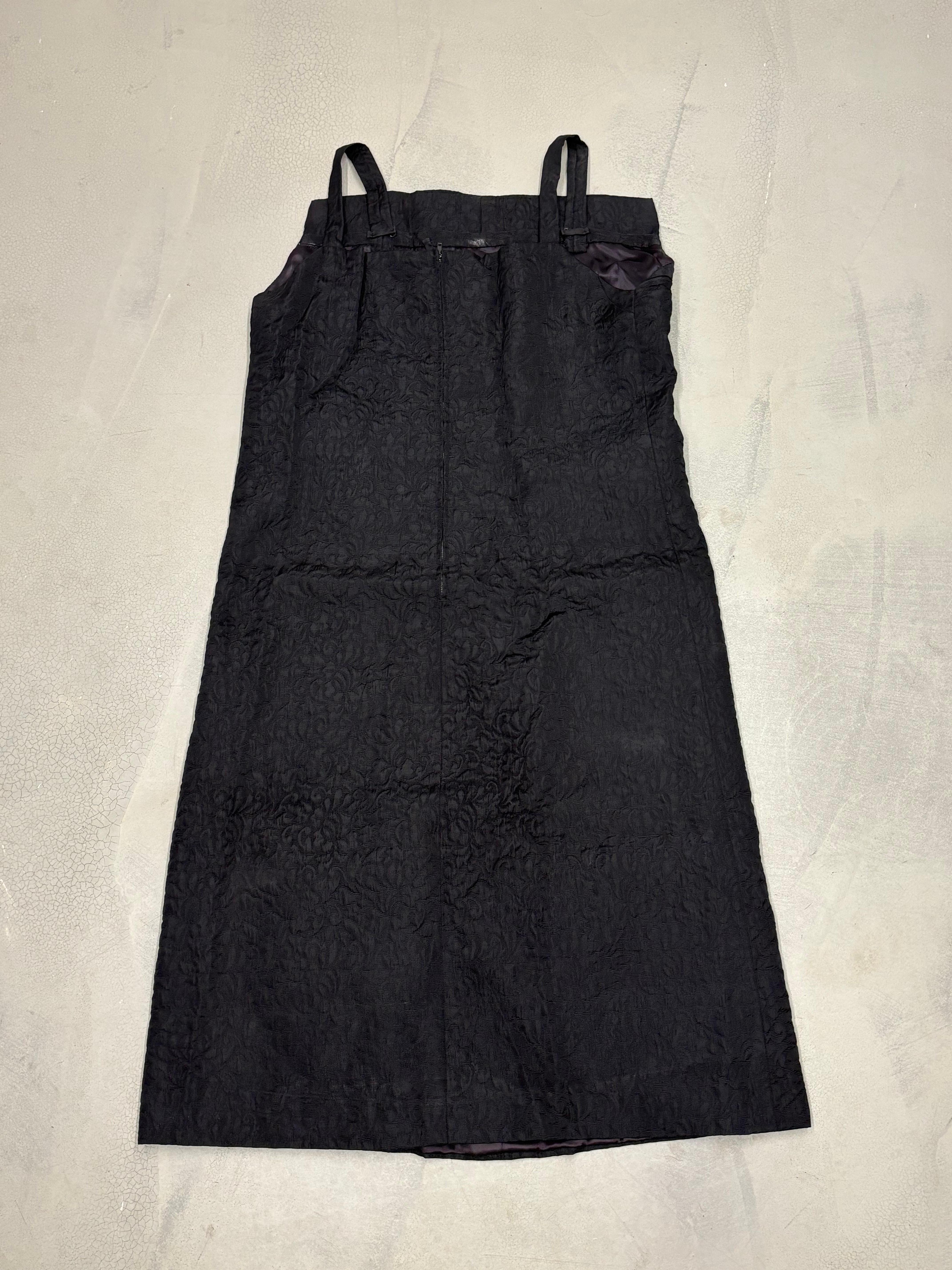 Women's 1960s Italian Vintage textured black silk A-line dress For Sale