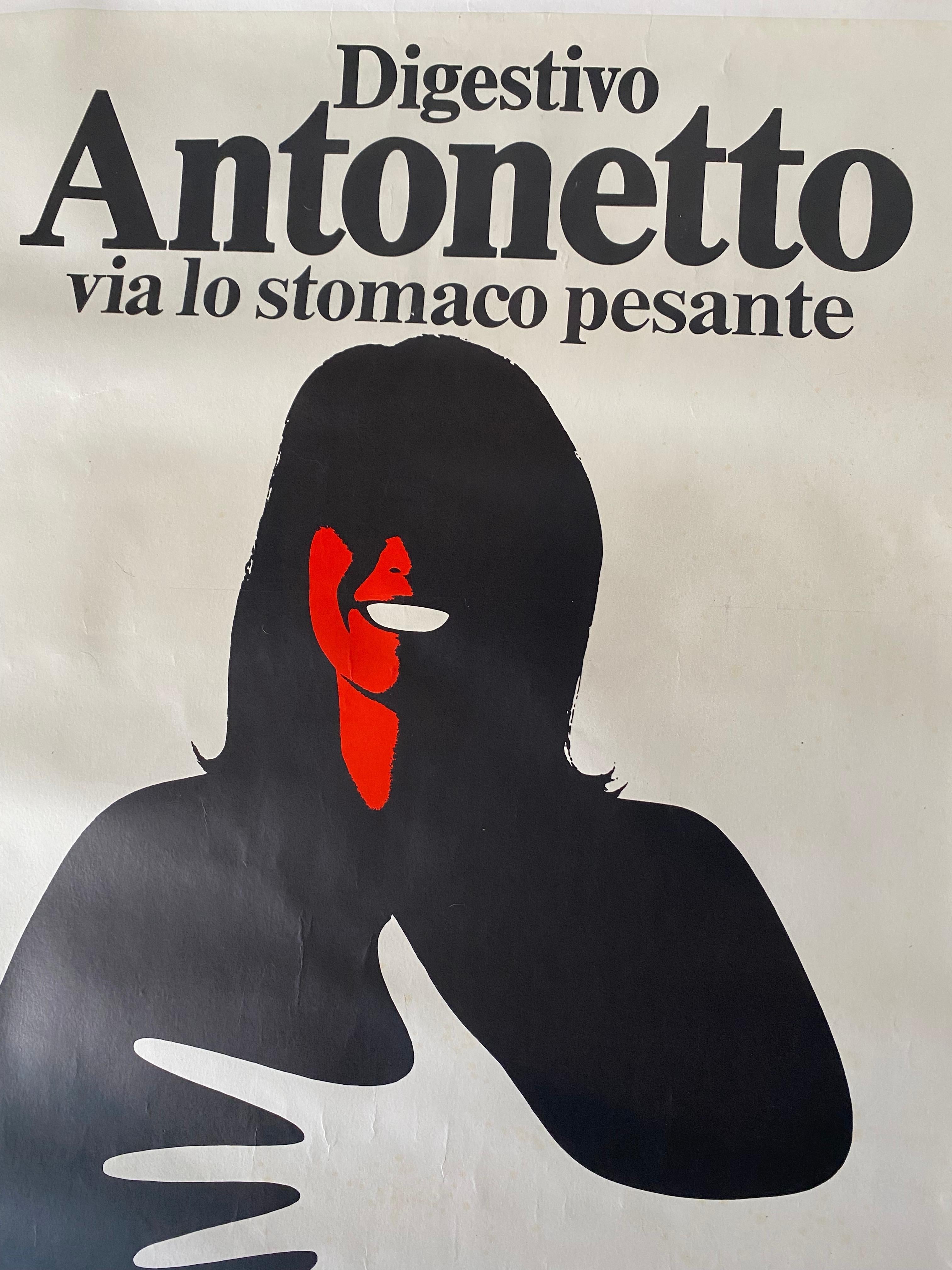 Italian Vintage Liquor Wall Poster, Antonetto, Armando Testa, Italy 1970s For Sale