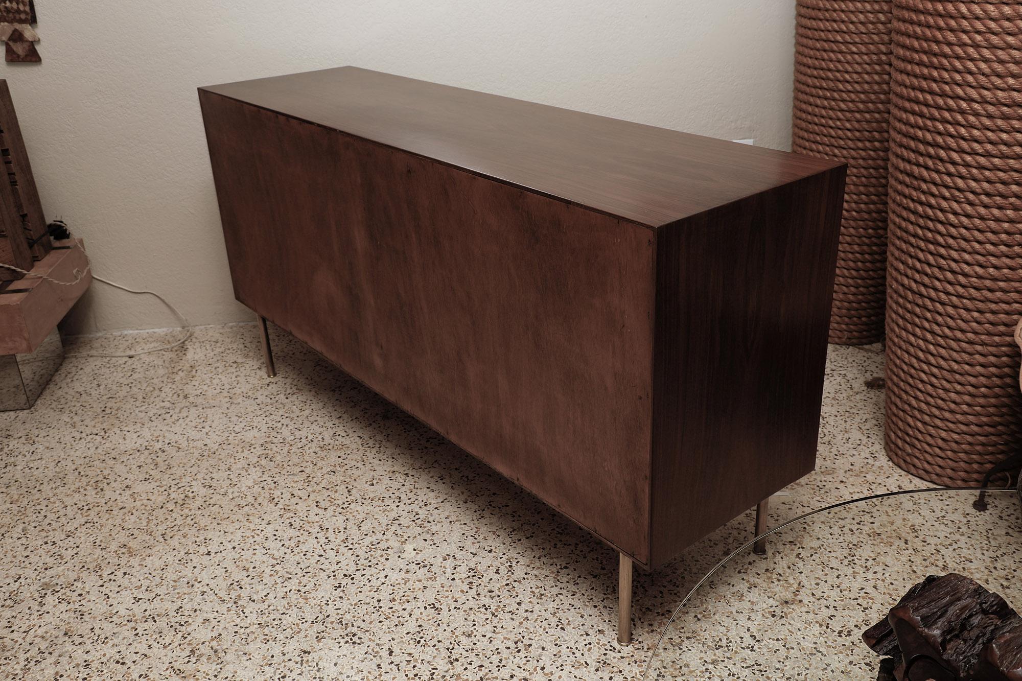 1960s Italian Walnut and Brass Dresser 5