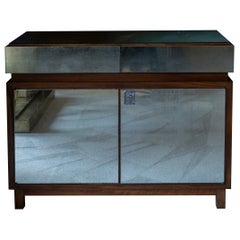 1960s Italian Walnut and Mirrored Cabinet