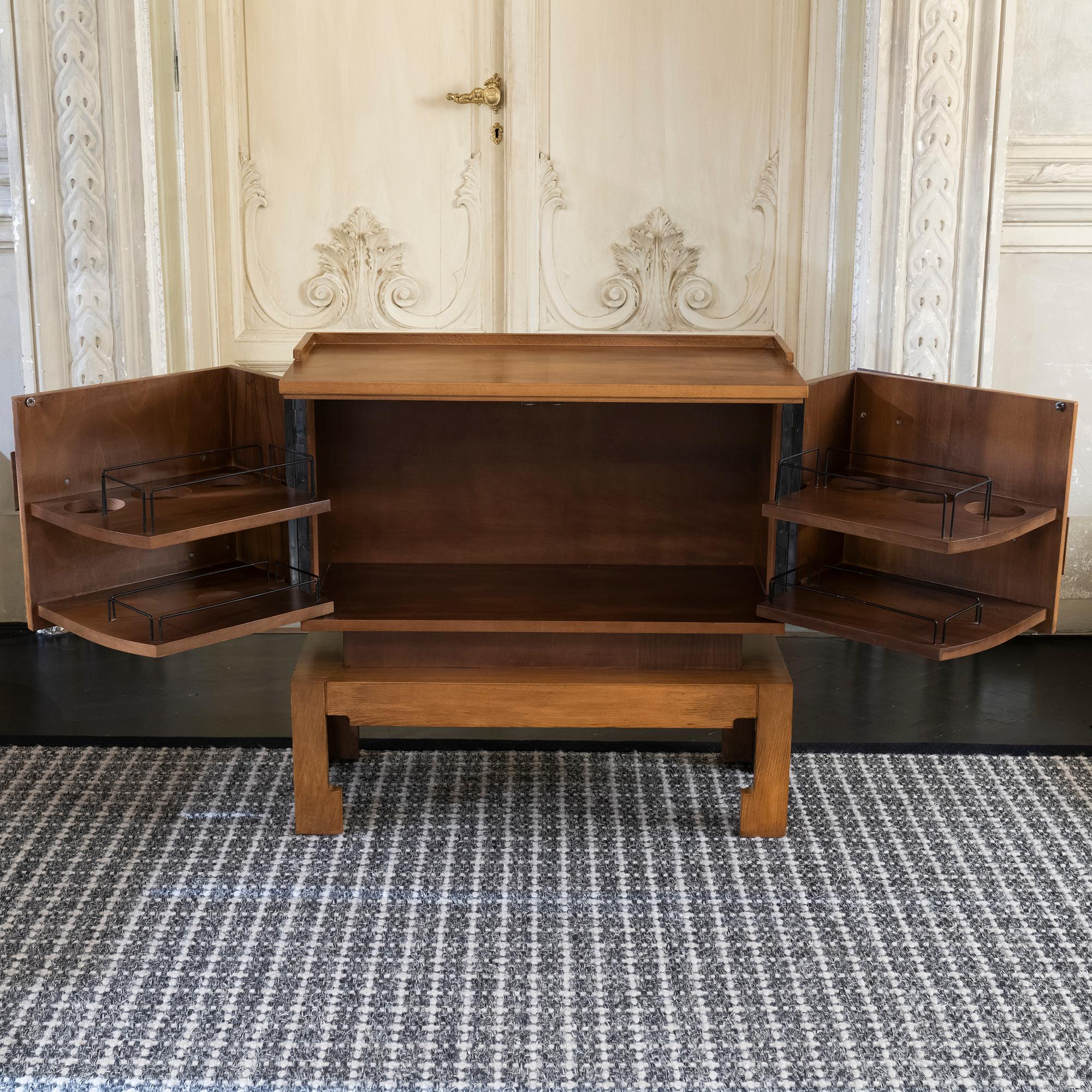 Mid-Century Modern 1960's Italian Walnut Low Bar Cabinet