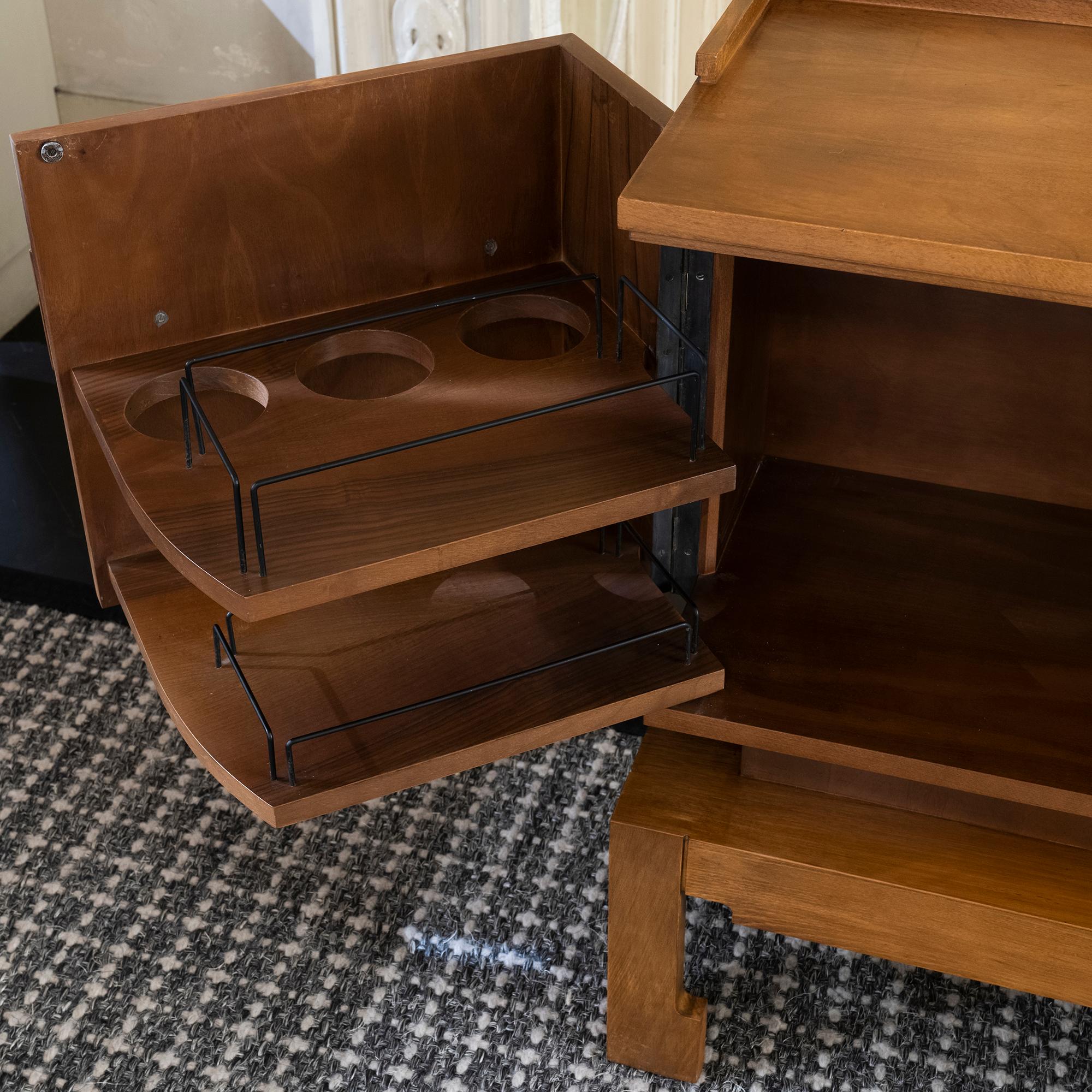 Mid-20th Century 1960's Italian Walnut Low Bar Cabinet