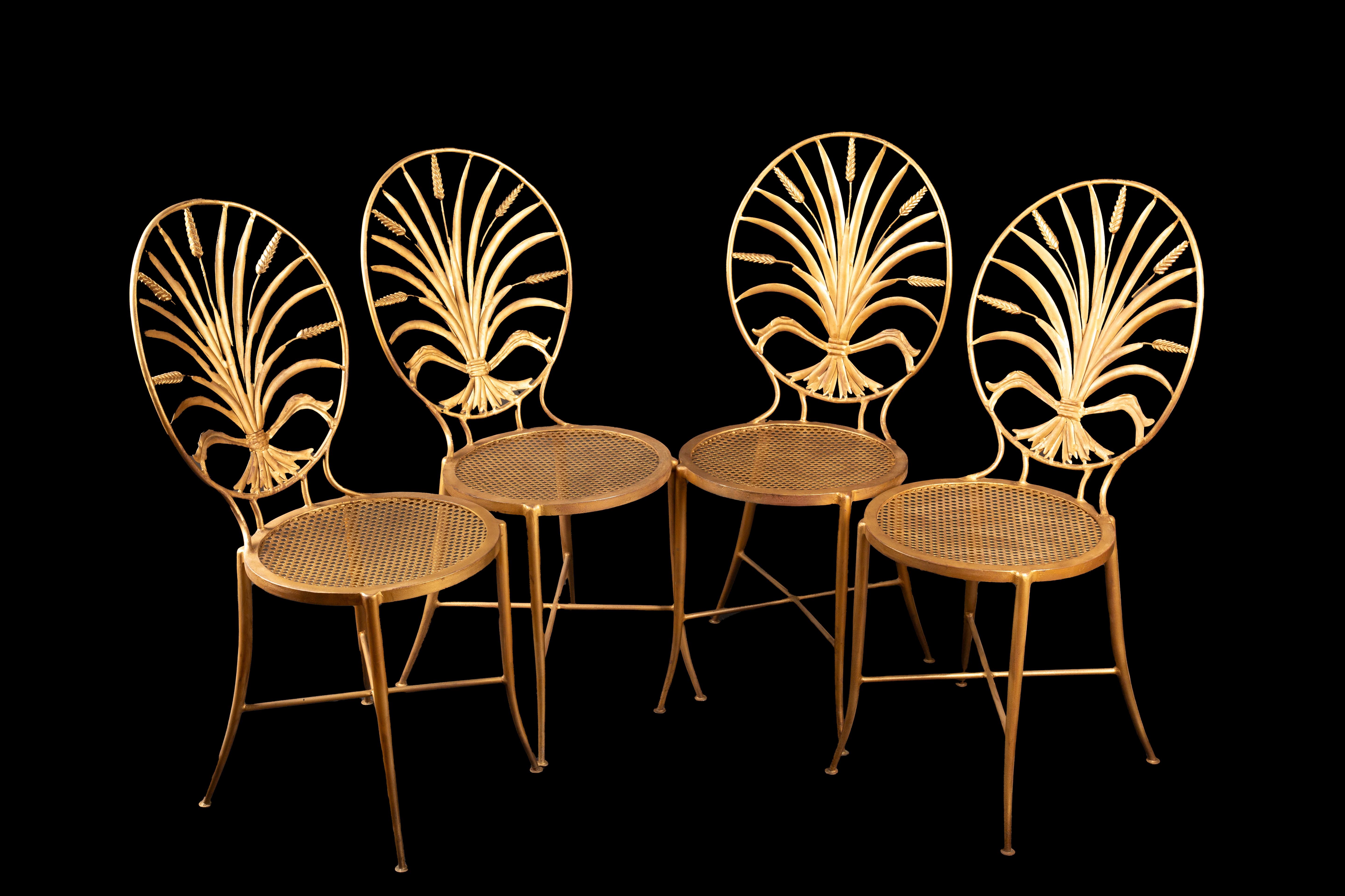1960s Italian Wheat Back Chairs with Original Bistro Table by S. Salvadori In Excellent Condition For Sale In New York, NY