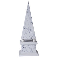 1960s Italian White And Grey Marble Trompe L'oeil Obelisk