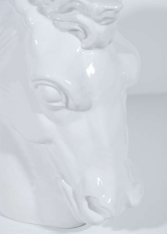 1960s Italian White Ceramic Horse Sculpture and Vase In Good Condition In Fort Lauderdale, FL