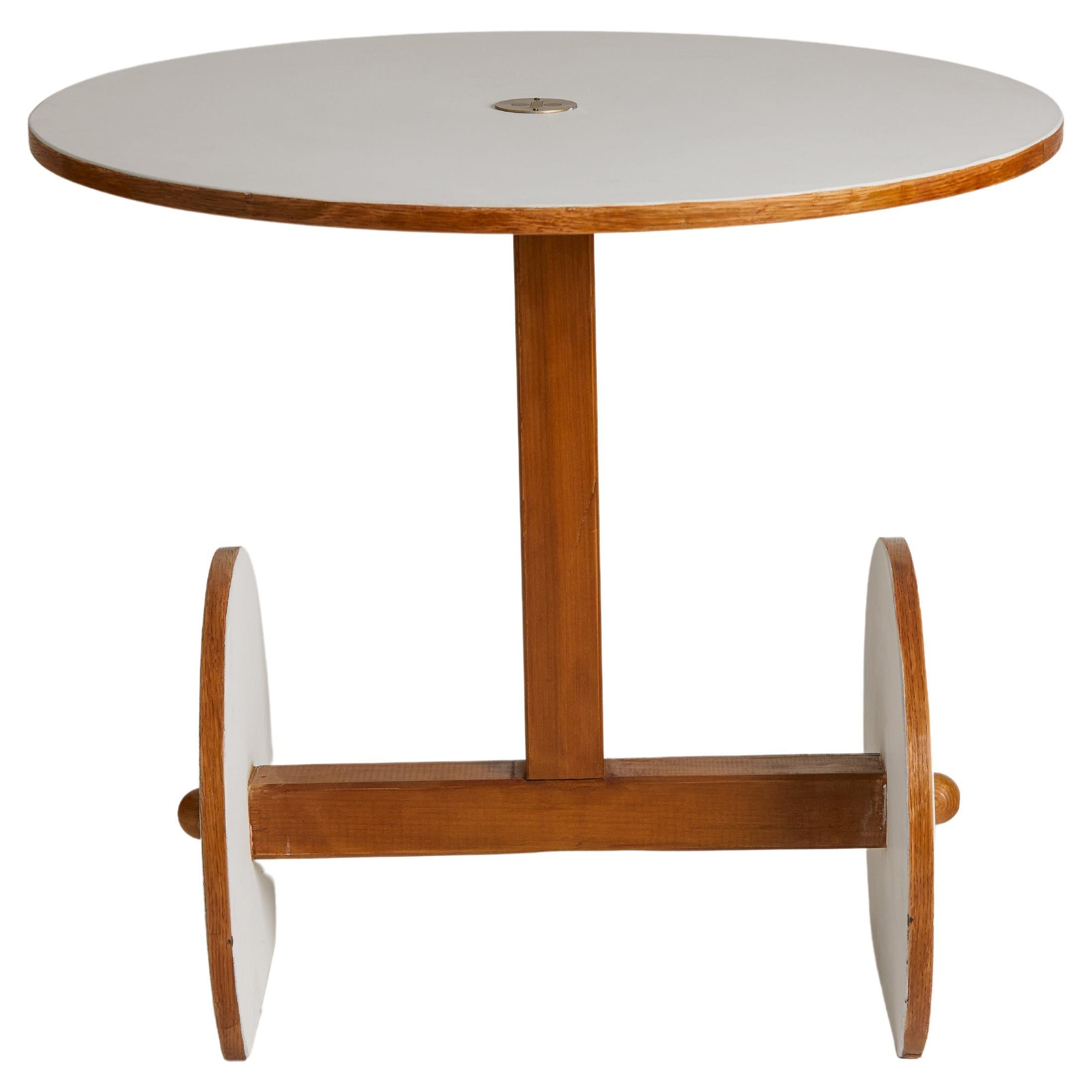 1960s Italian White & Oak Memphis Style Side Table For Sale