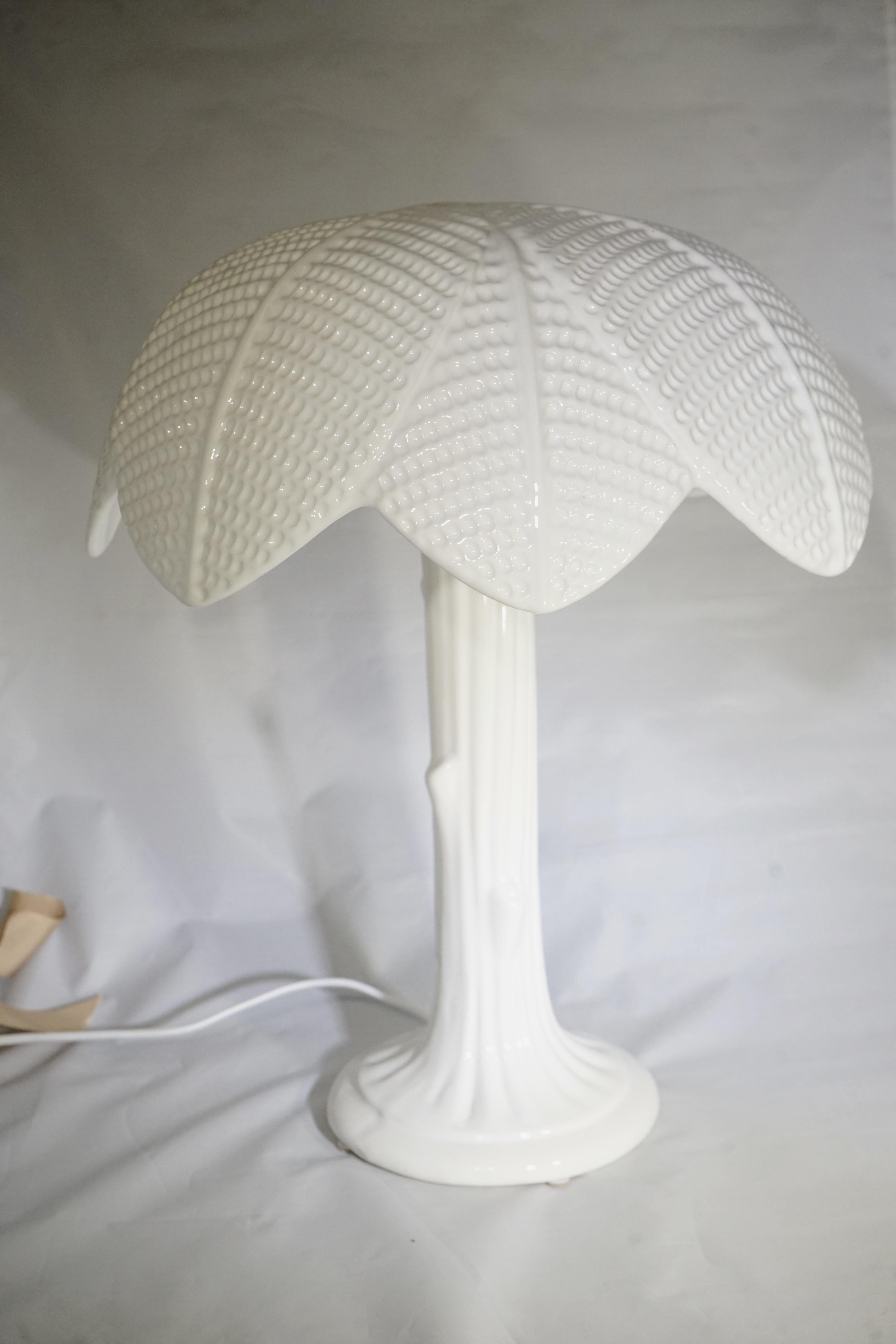 Mid-20th Century 1960s Italian White Porcelain Palm Tree Lamp
