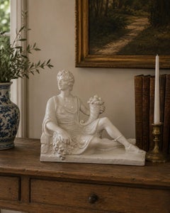 1960s Italian White Porcelain Reclining Man with Cornucopia Sculpture