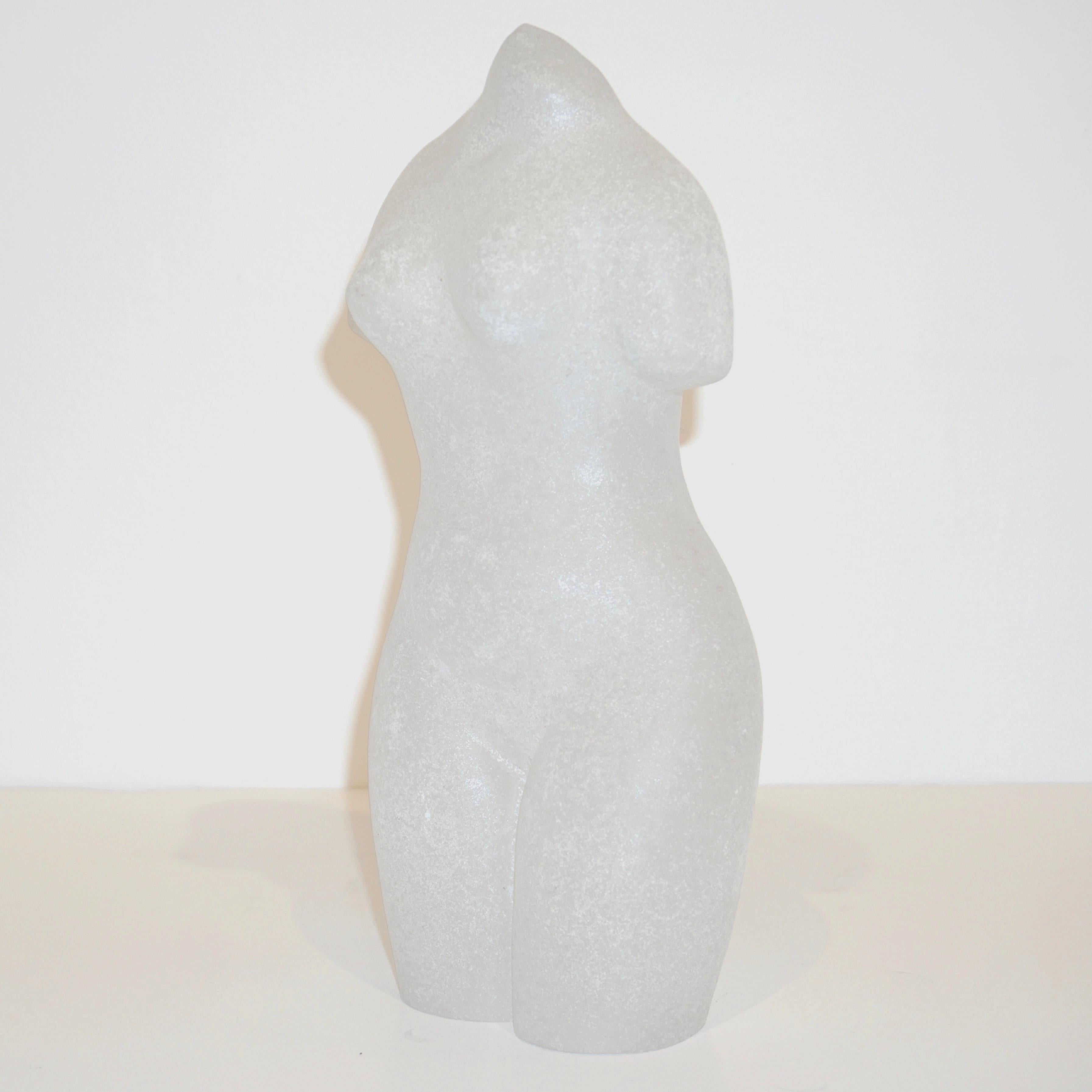 1960s Italian White Scavo Murano Glass Nude Figure 5