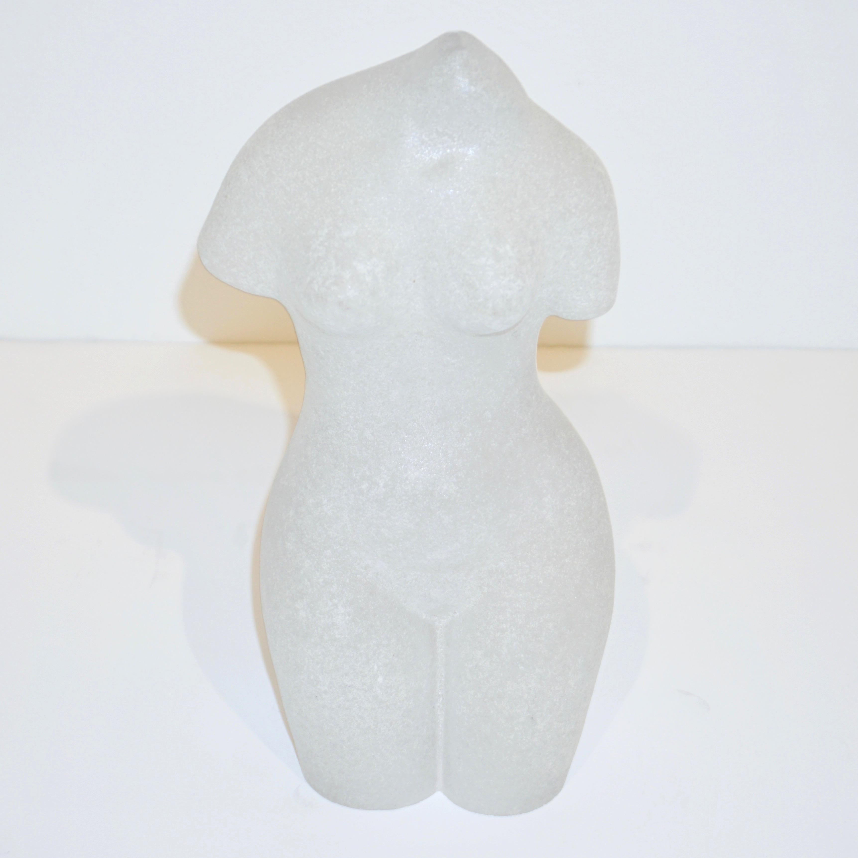 1960s Italian White Scavo Murano Glass Nude Figure 7