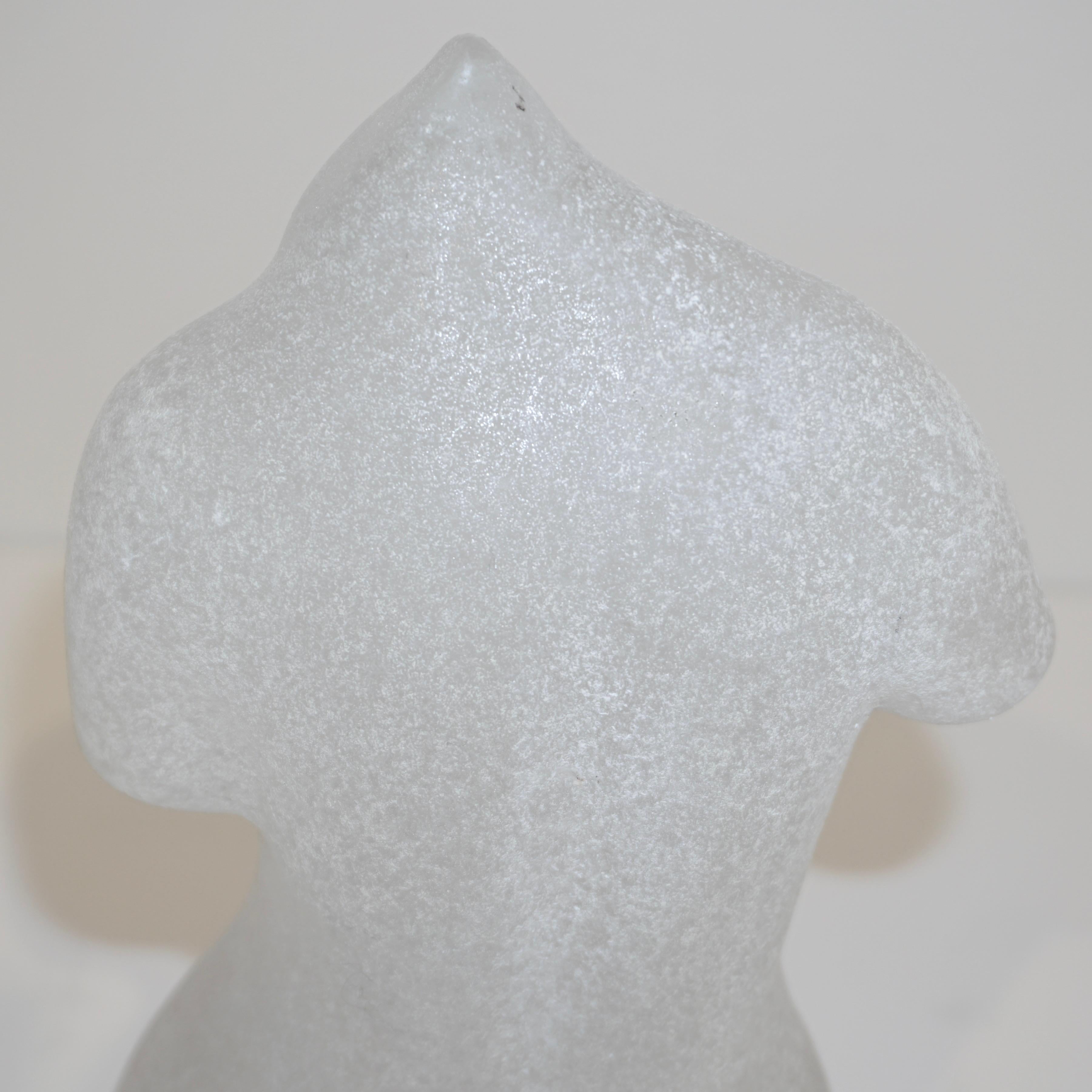 Mid-20th Century 1960s Italian White Scavo Murano Glass Nude Figure
