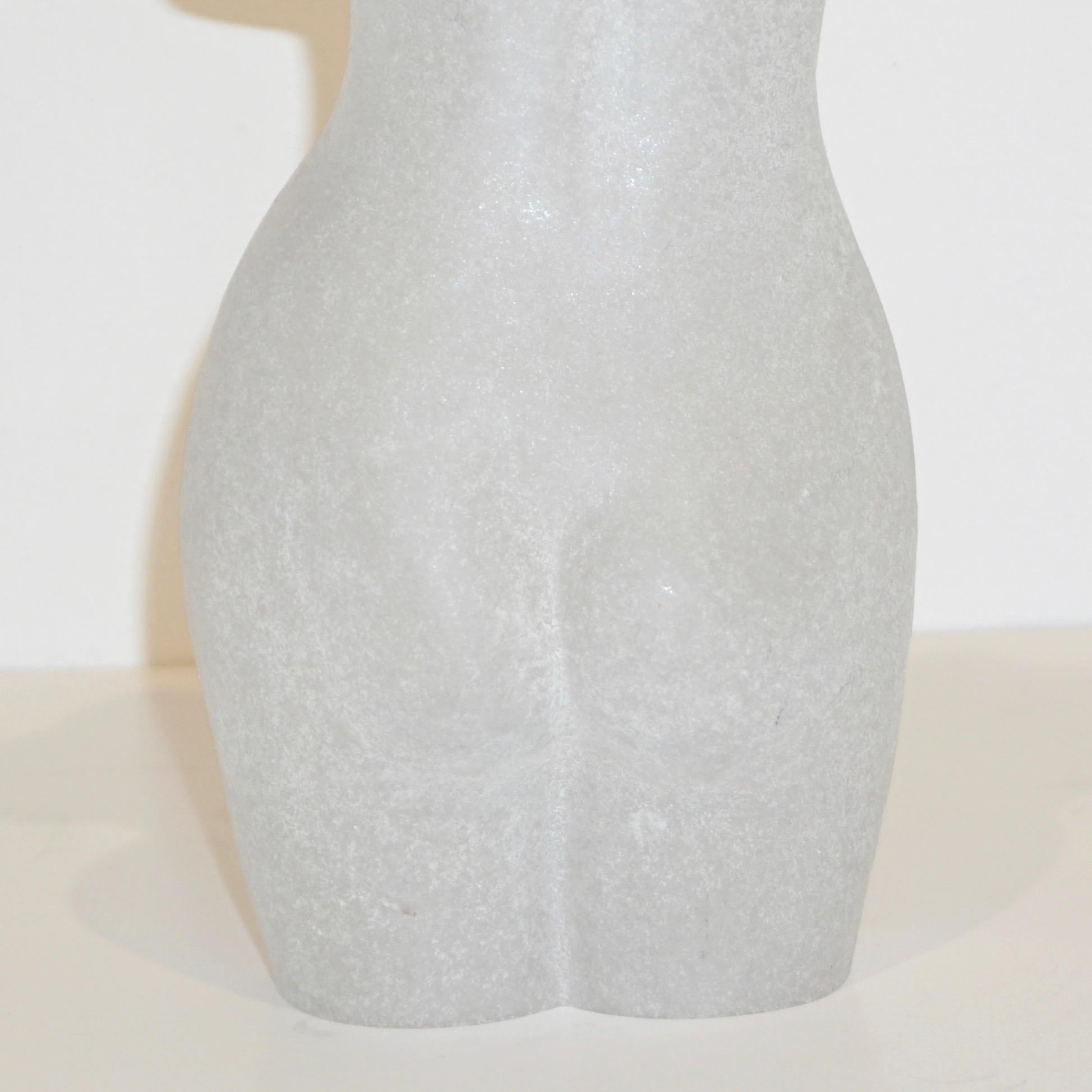 1960s Italian White Scavo Murano Glass Nude Figure 1