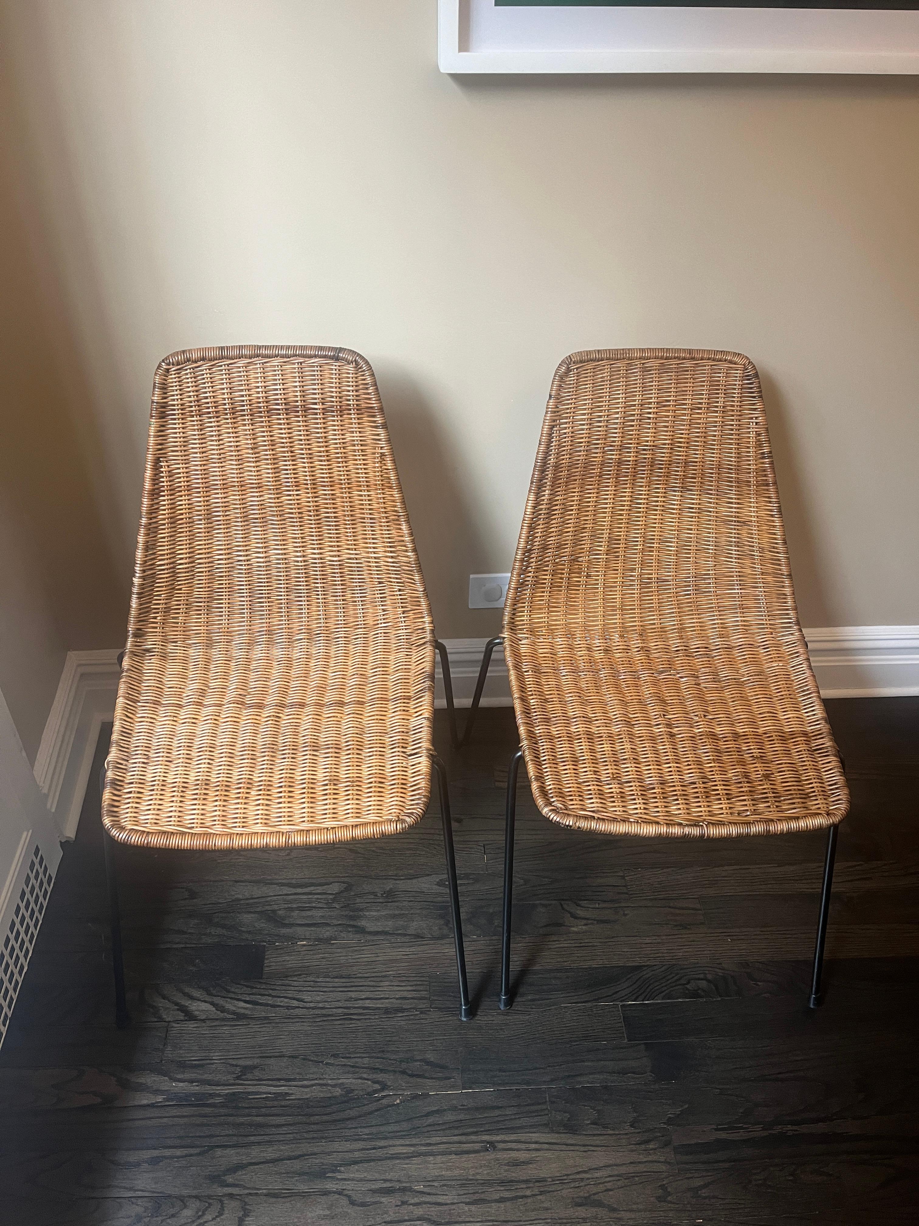1960s Italian Wicker Dining Chairs by Gian Franco Legler, Set of 4 In Good Condition For Sale In Chicago, IL