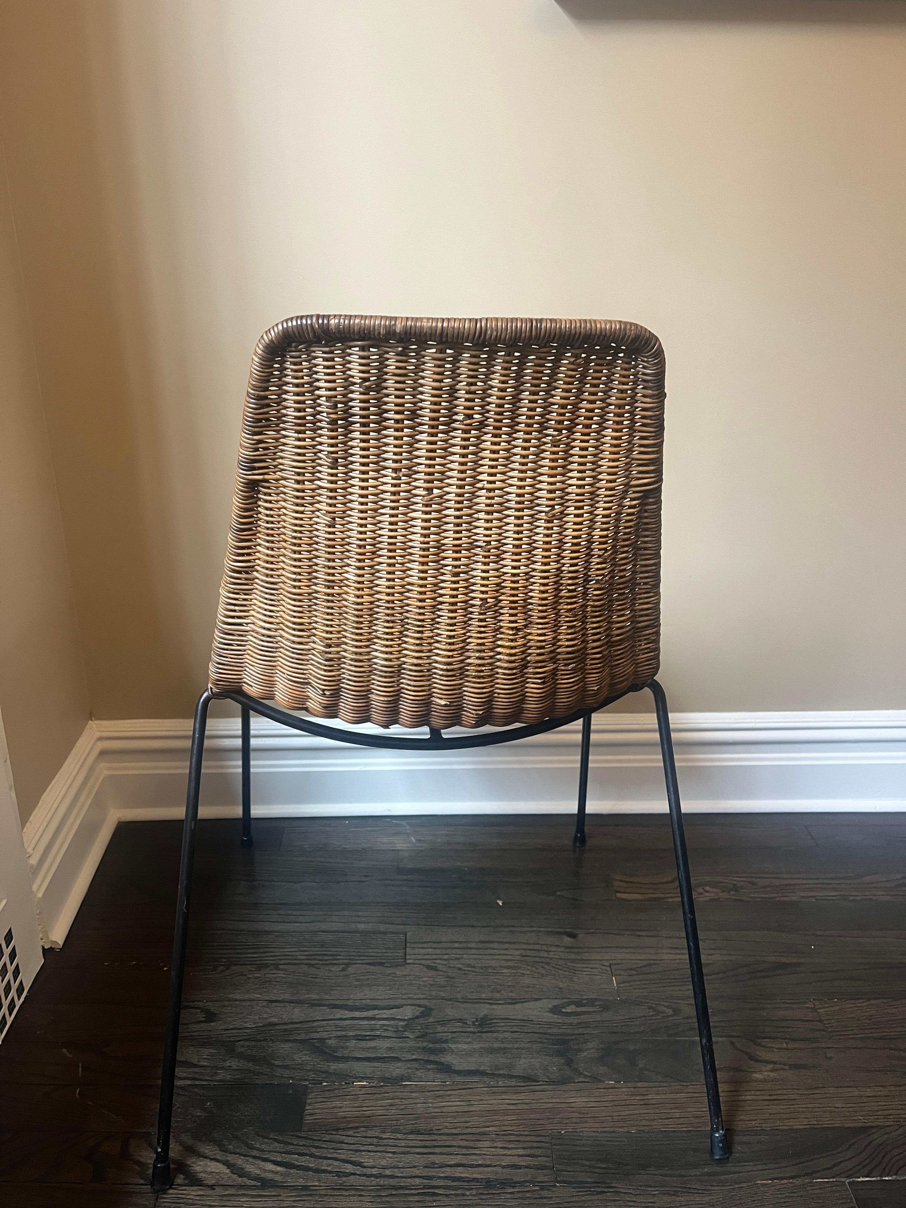 1960s Italian Wicker Dining Chairs by Gian Franco Legler, Set of 4 For Sale 3