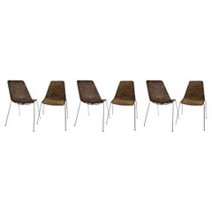 1960s Italian Wicker Dining Chairs by Gian Franco Legler, Set of 4