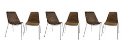 1960s Italian Wicker Dining Chairs by Gian Franco Legler, Set of 6