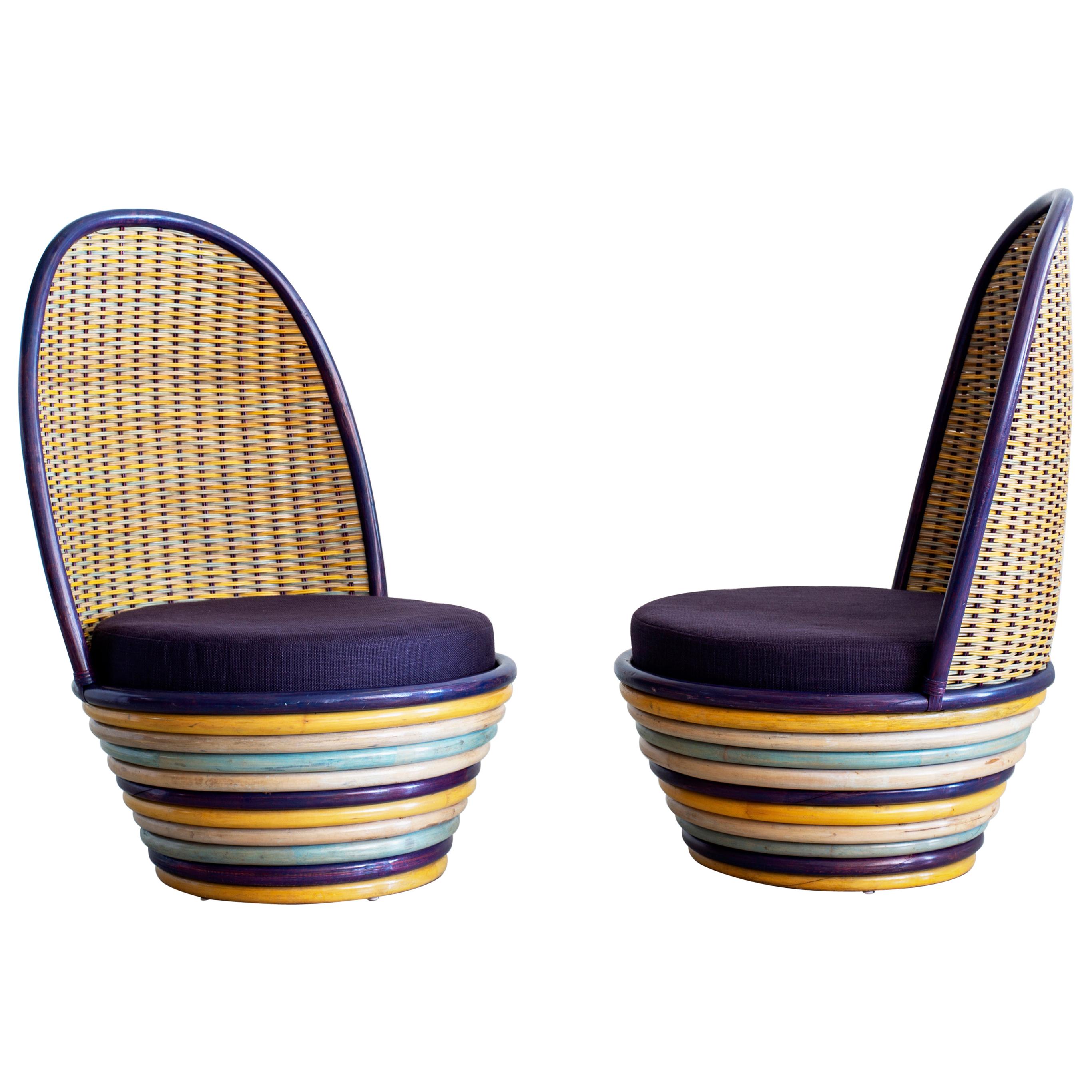 1960s Italian Wicker Lounge Chairs