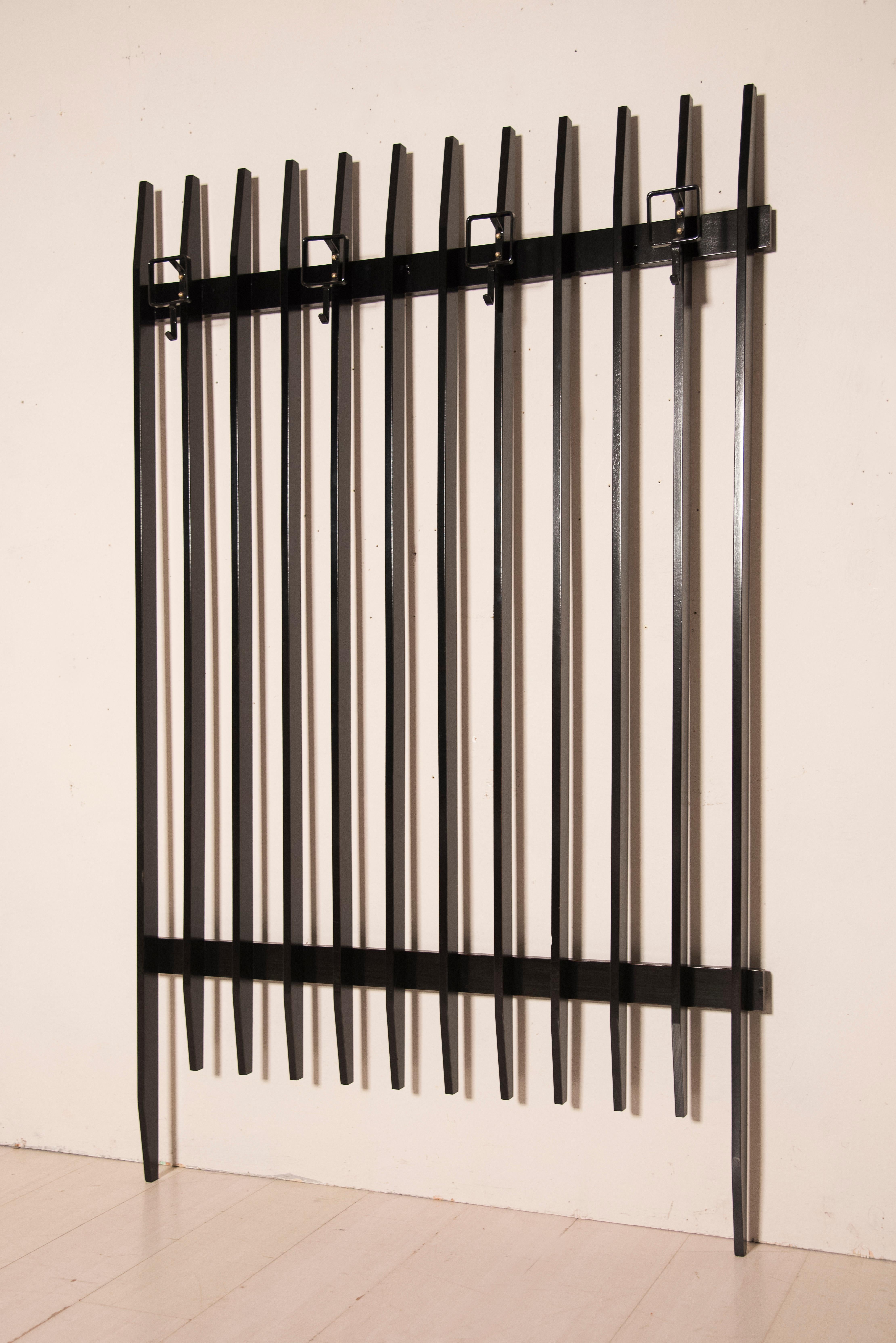 1960s Italian Wood Black Lacquered Coat rack For Sale 8