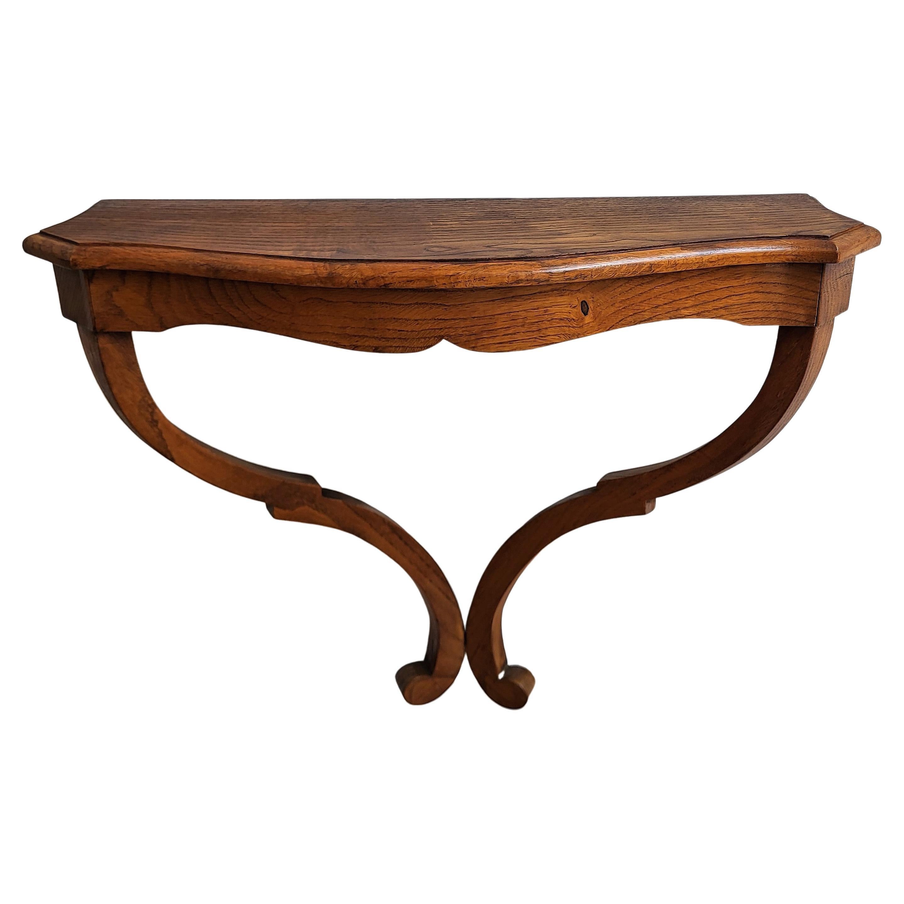 1960s Italian Wooden Carved Wall Mounted Console Table Shelf