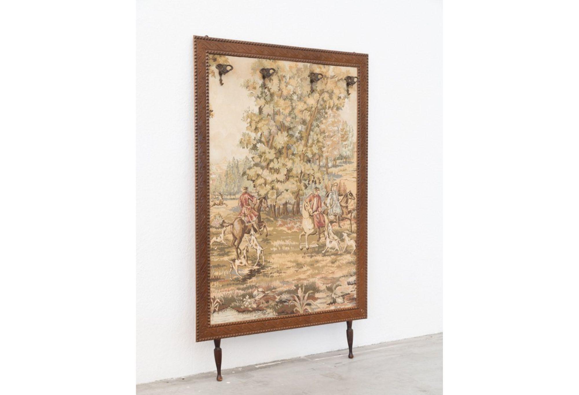 Infuse your home with unique vintage charm and functionality with this delightful Italian coat rack, dating back to the 1960s. This piece beautifully blends traditional decorative elements with a practical design, making it a distinctive addition to