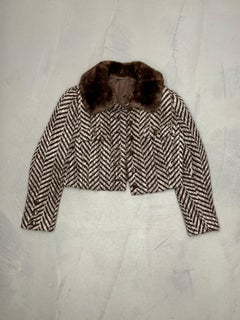 1960's Italian wool dress + jacket with fur trim