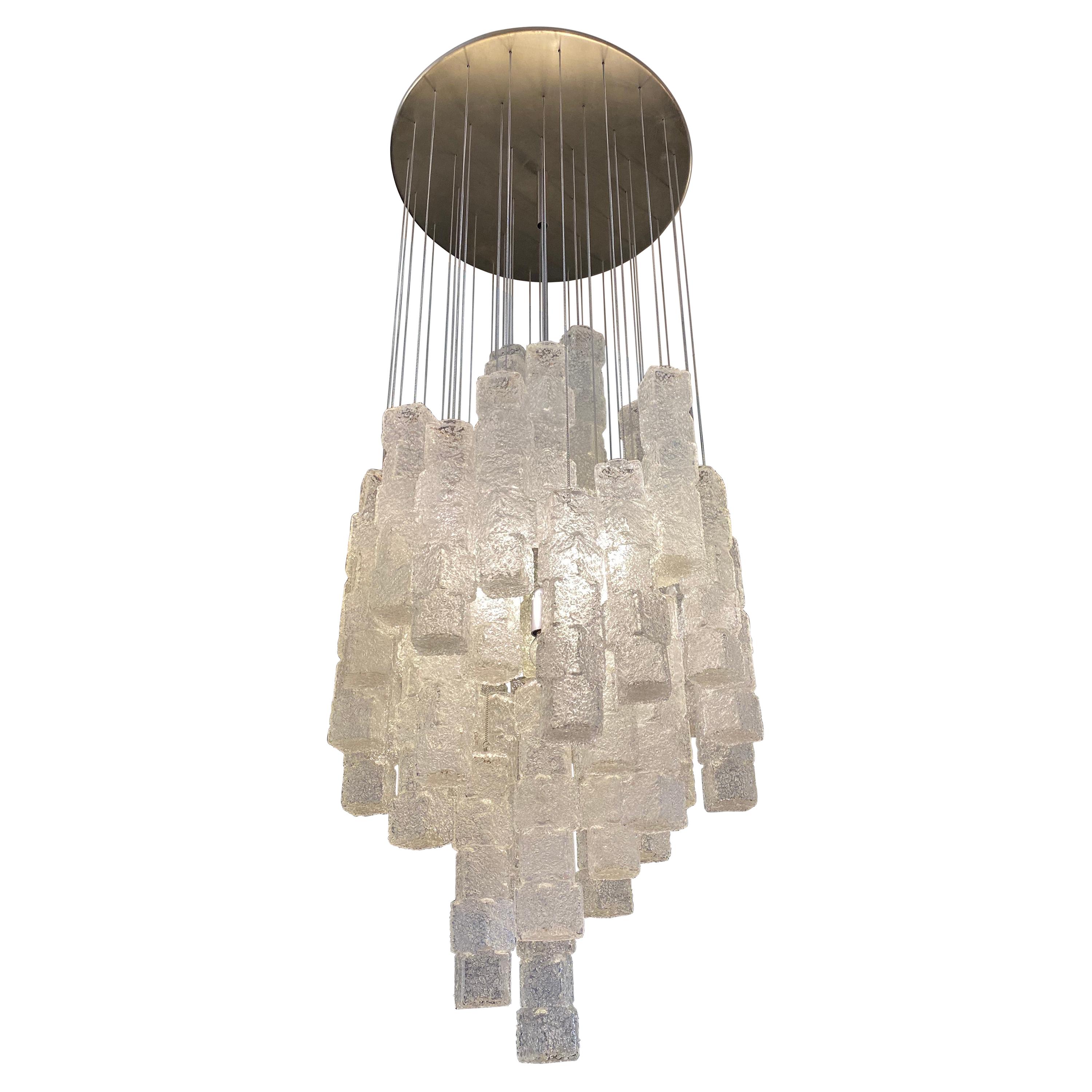 1960s Italian Zero Quattro Milano Glass Chandelier